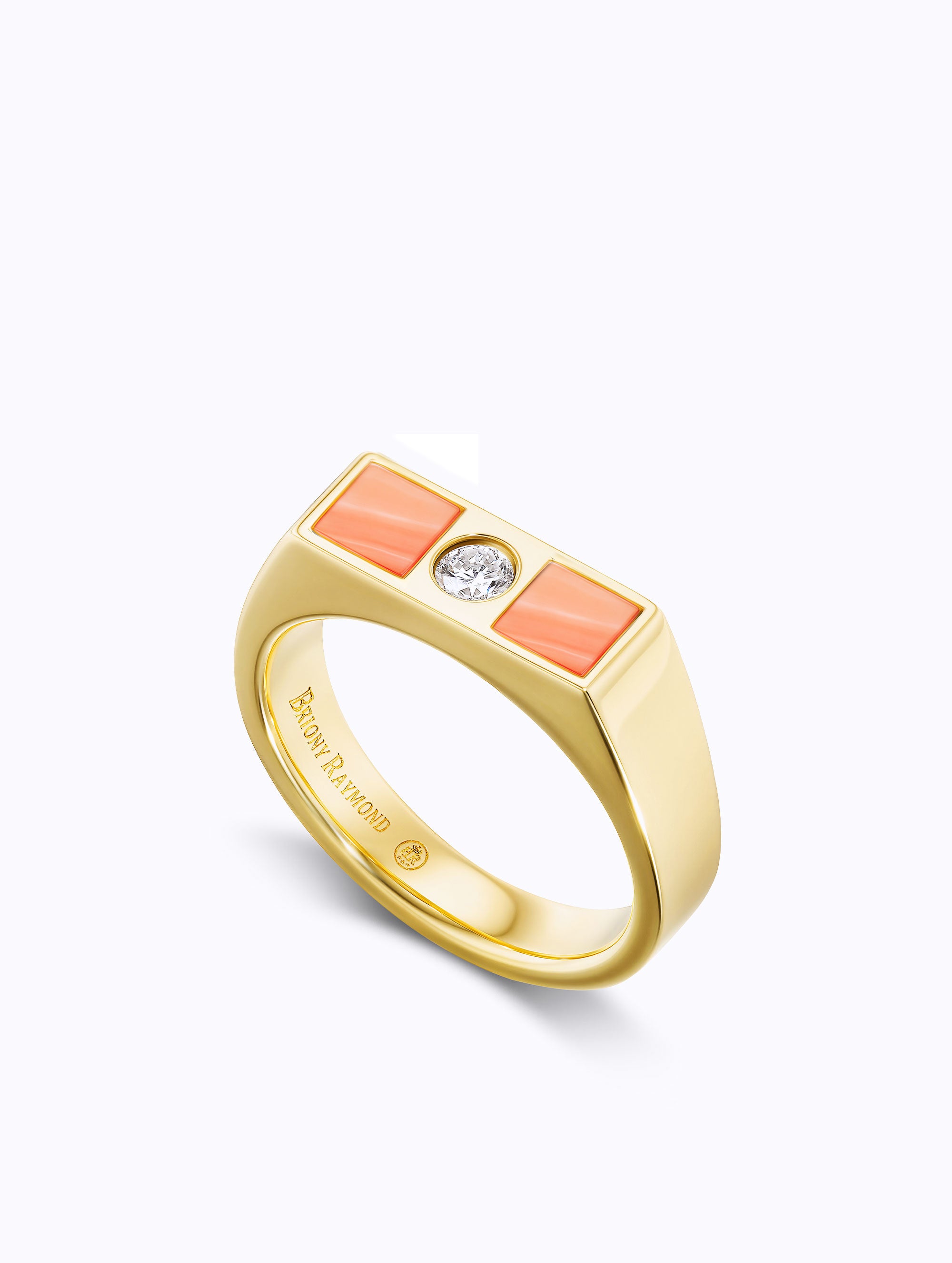 Carousel Double Coral & Diamond Checkerboard Ring