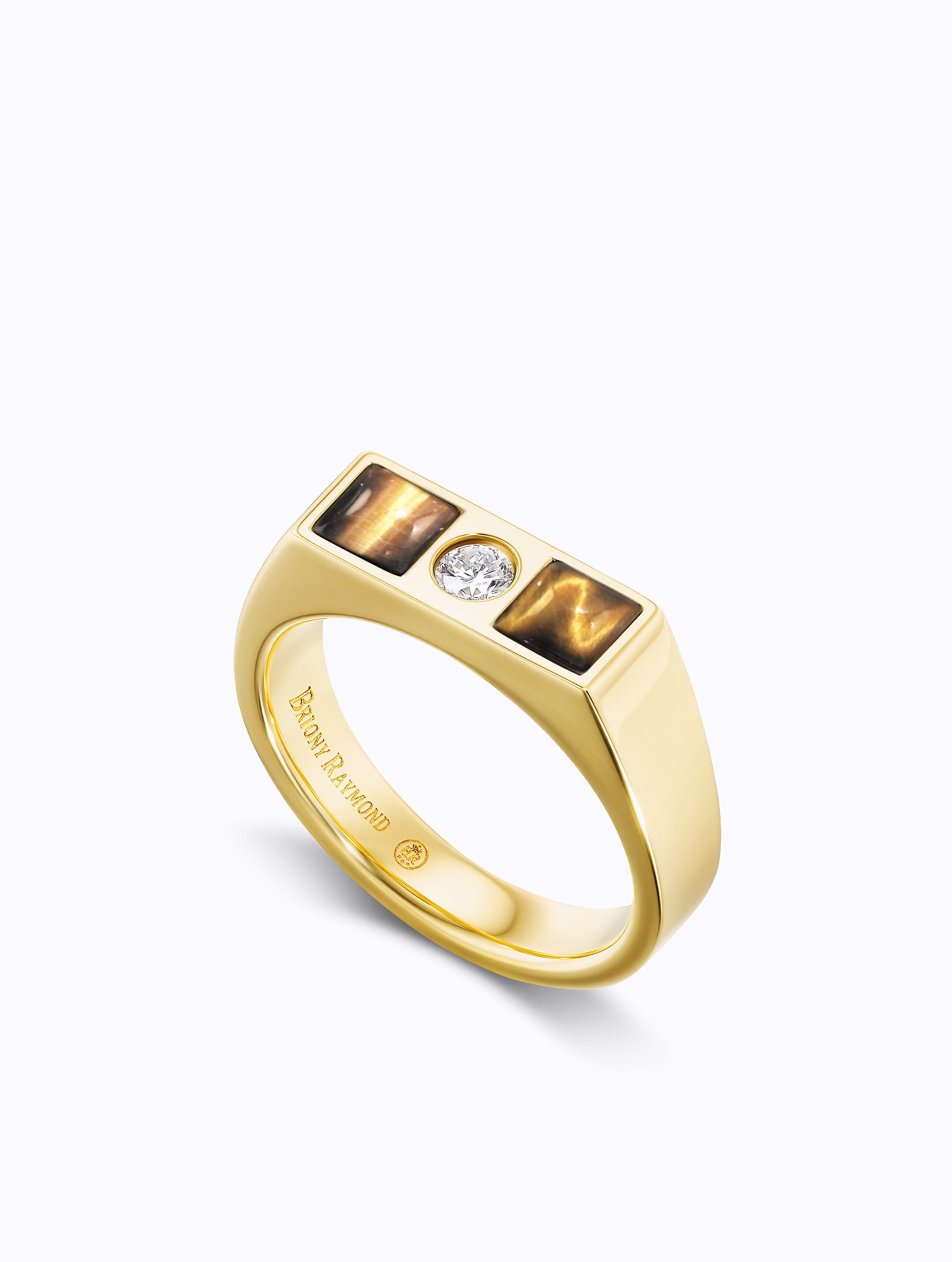 Carousel Double Tiger's Eye & Diamond Checkerboard Ring