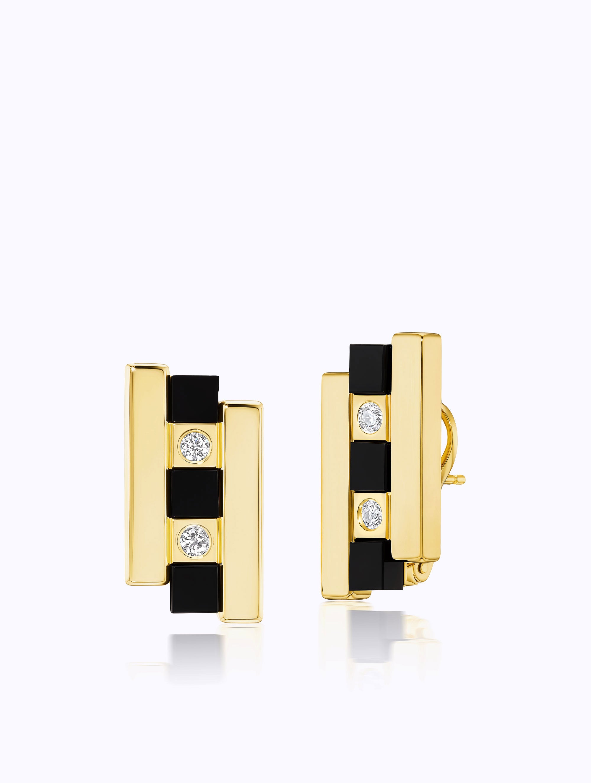 Jumbo Carousel Onyx & Diamond Earrings