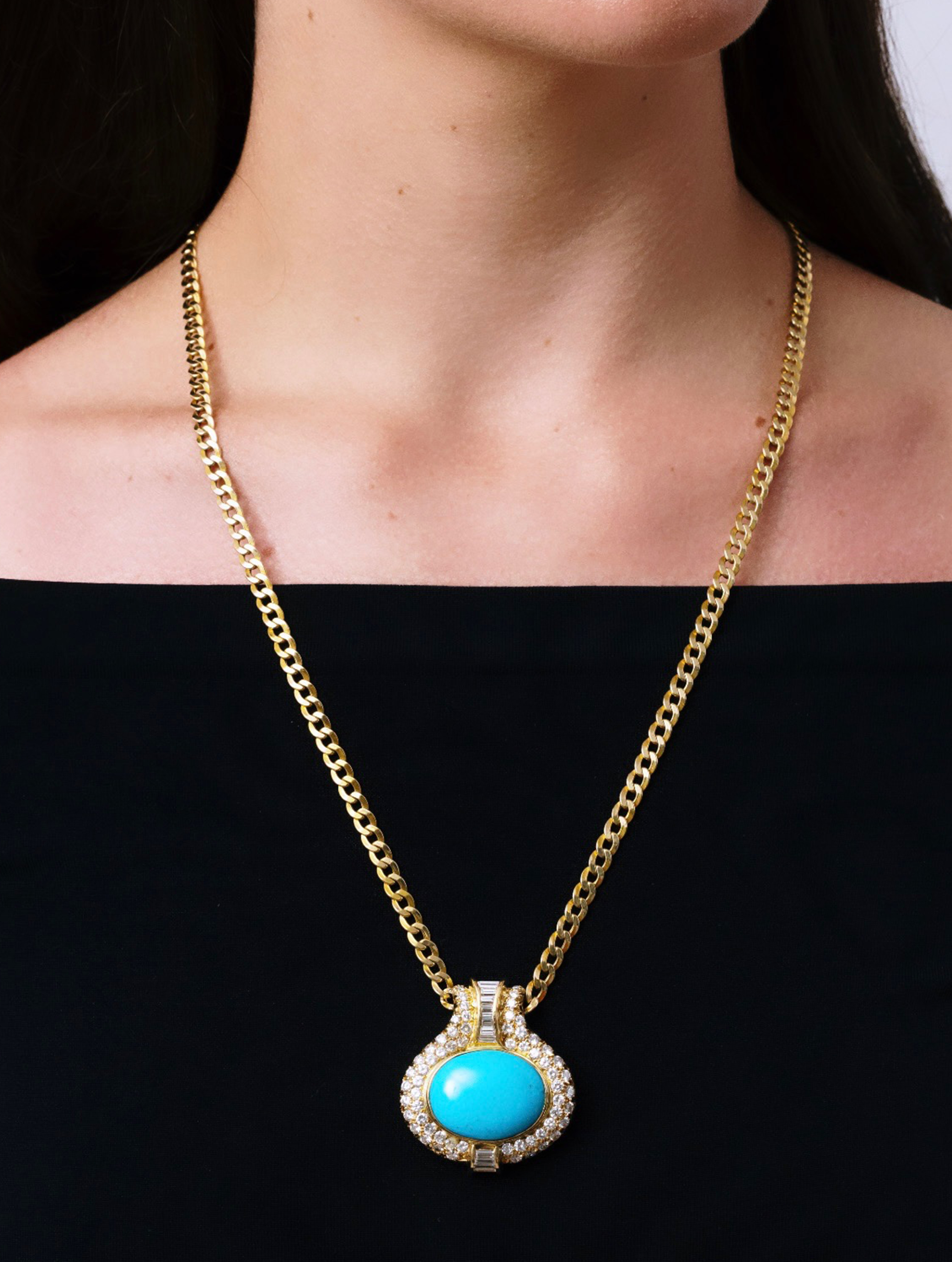 Turquoise & Diamond Necklace, Circa 1980s