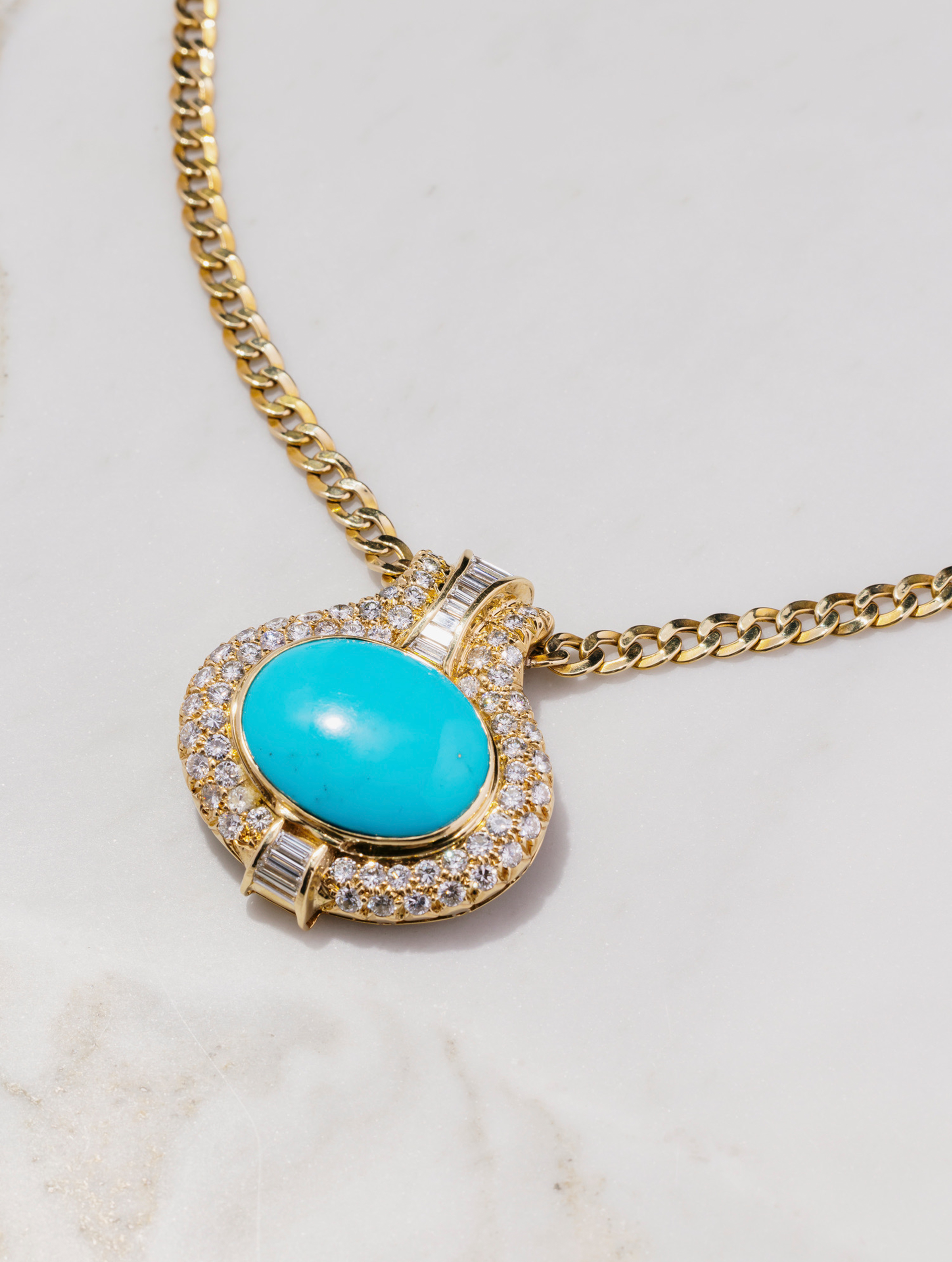 Turquoise & Diamond Necklace, Circa 1980s