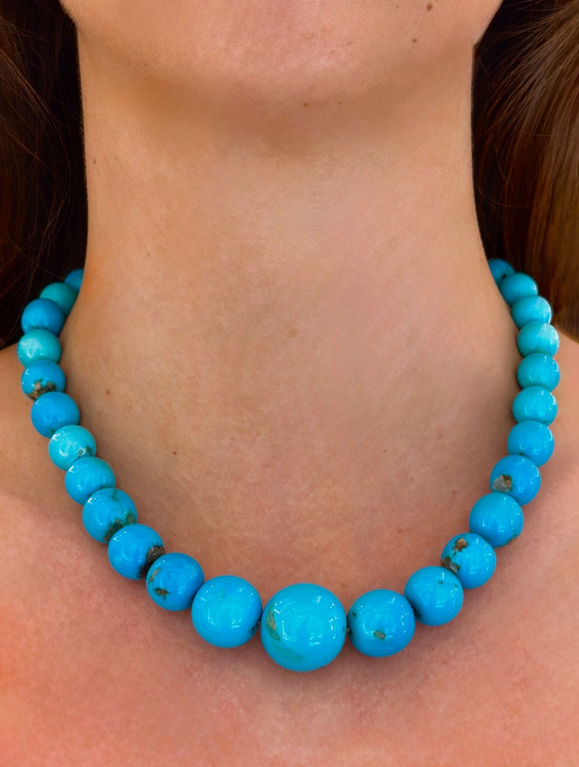 Vintage Natural Graduated Turquoise Bead Necklace