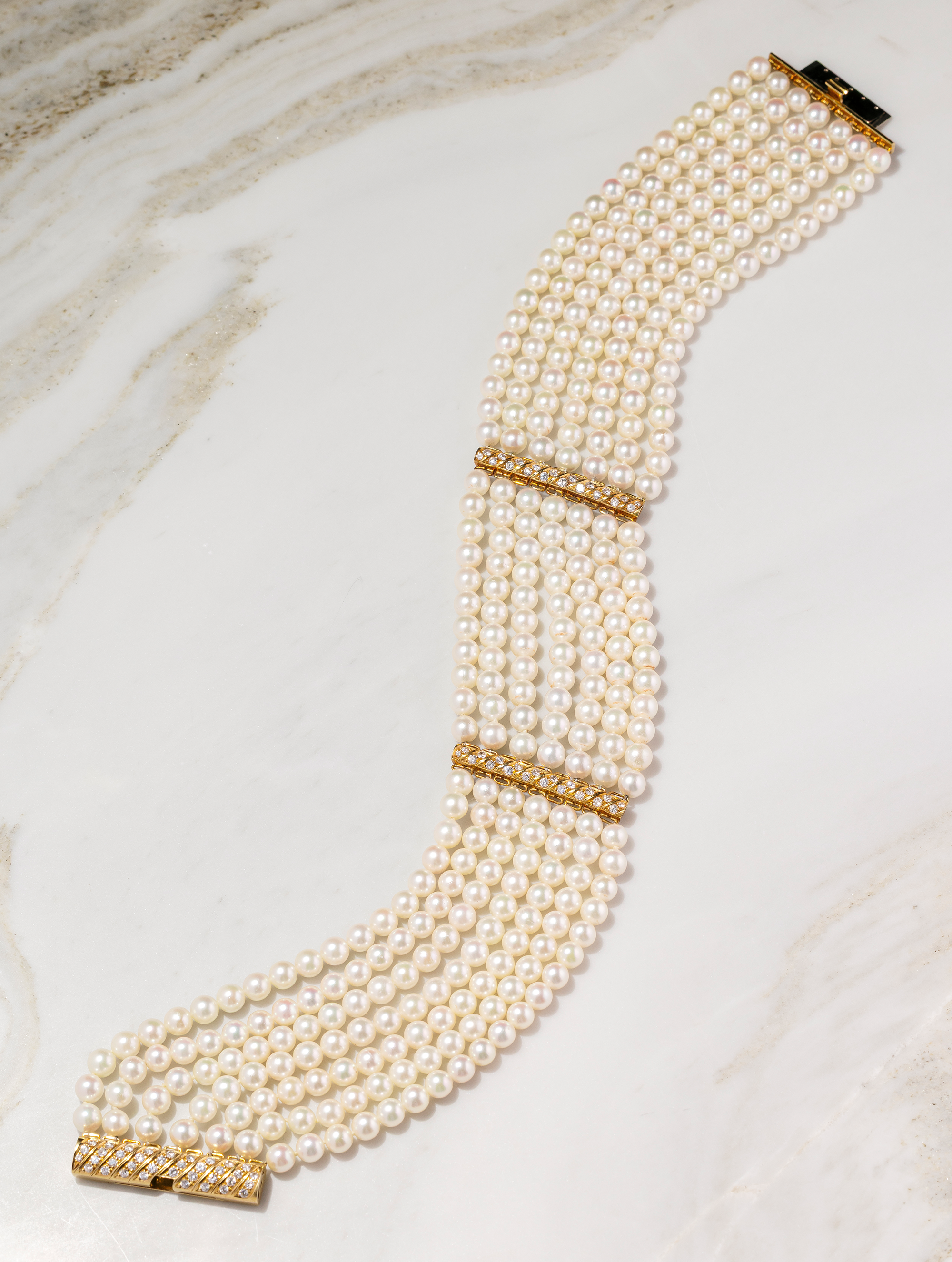 Vintage Cultured Pearl & Diamond Choker, Circa 1980s