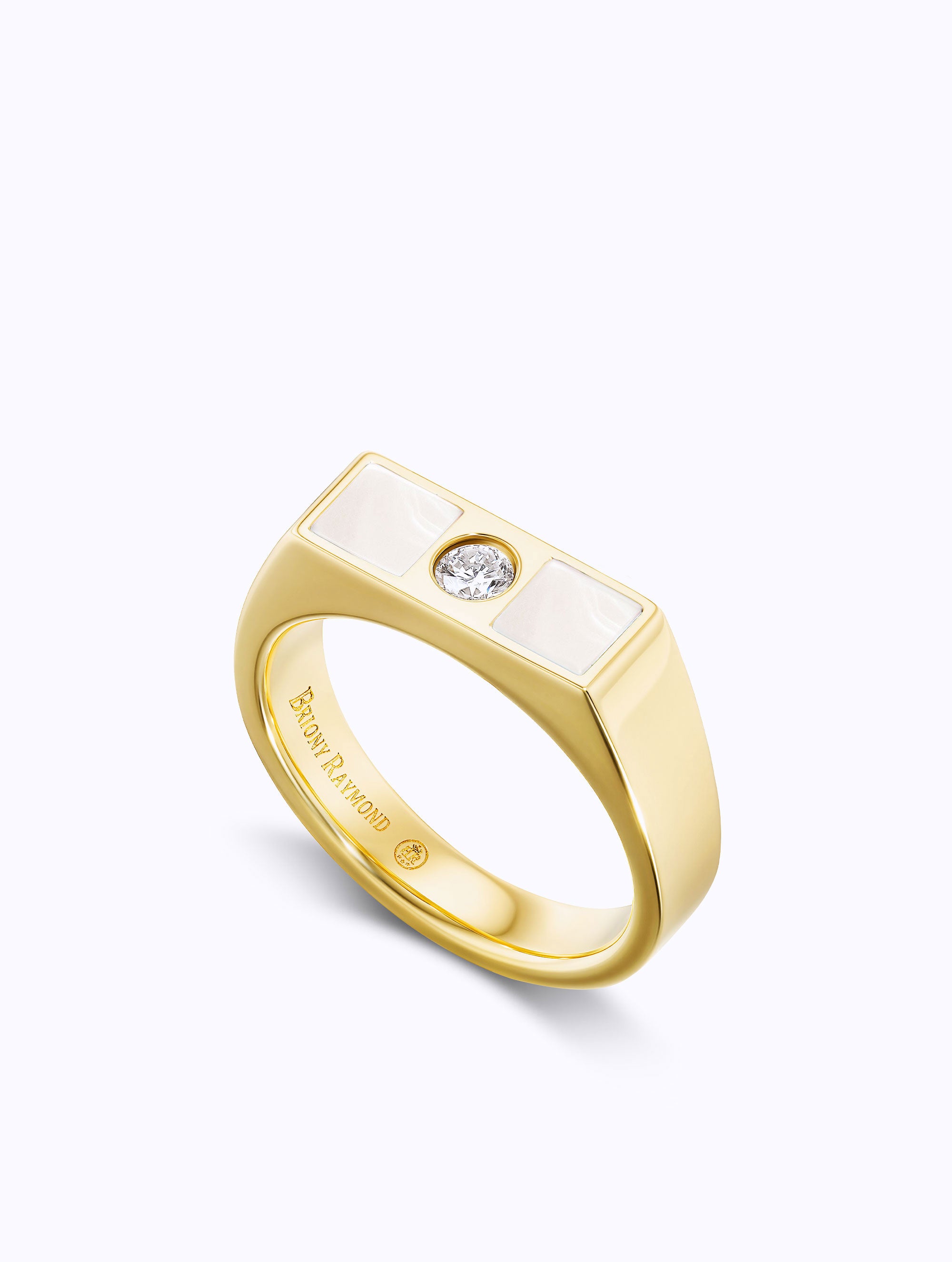 Carousel Double Mother of Pearl & Diamond Checkerboard Ring
