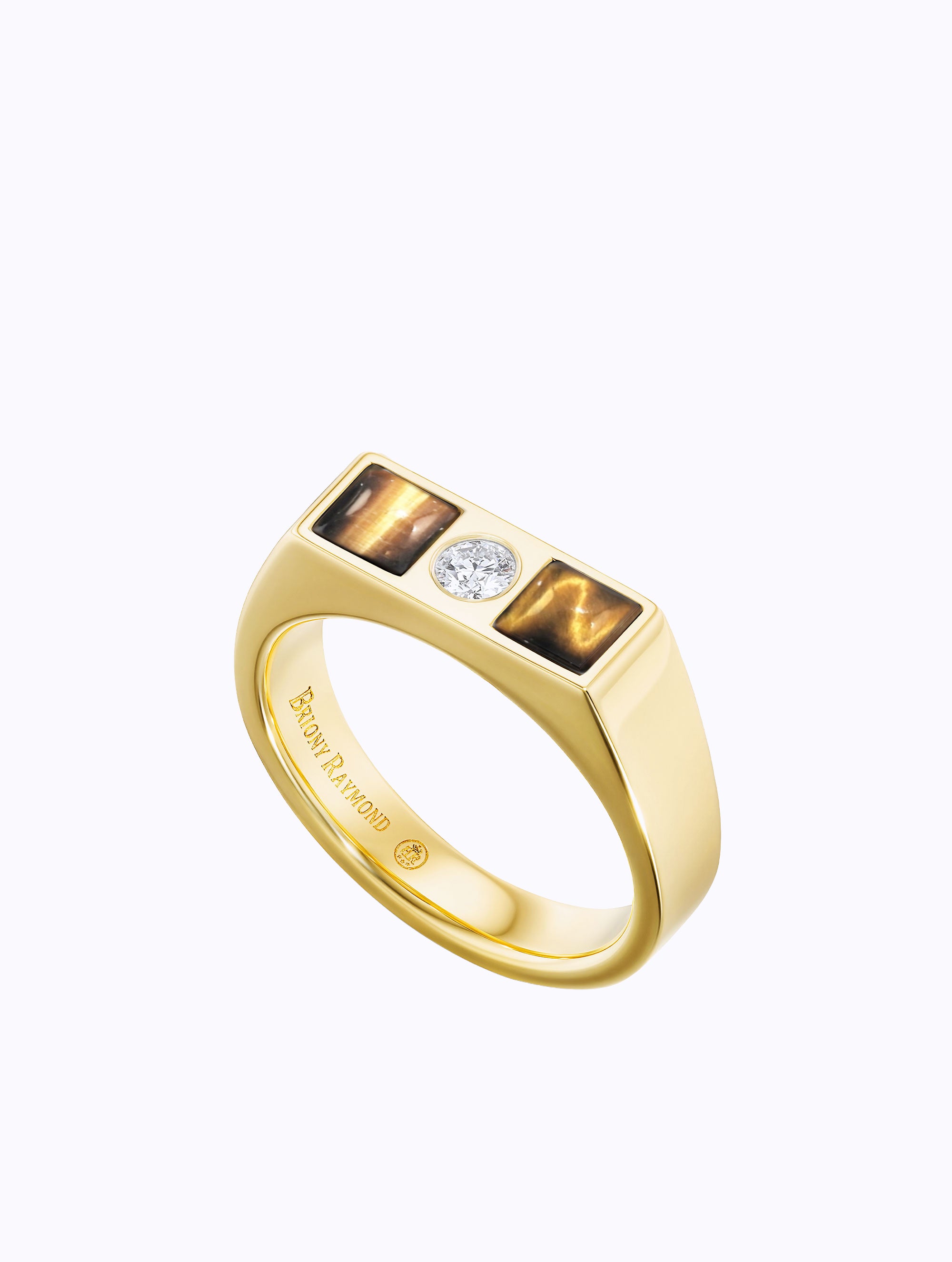 Carousel Double Tiger's Eye & Diamond Checkerboard Ring