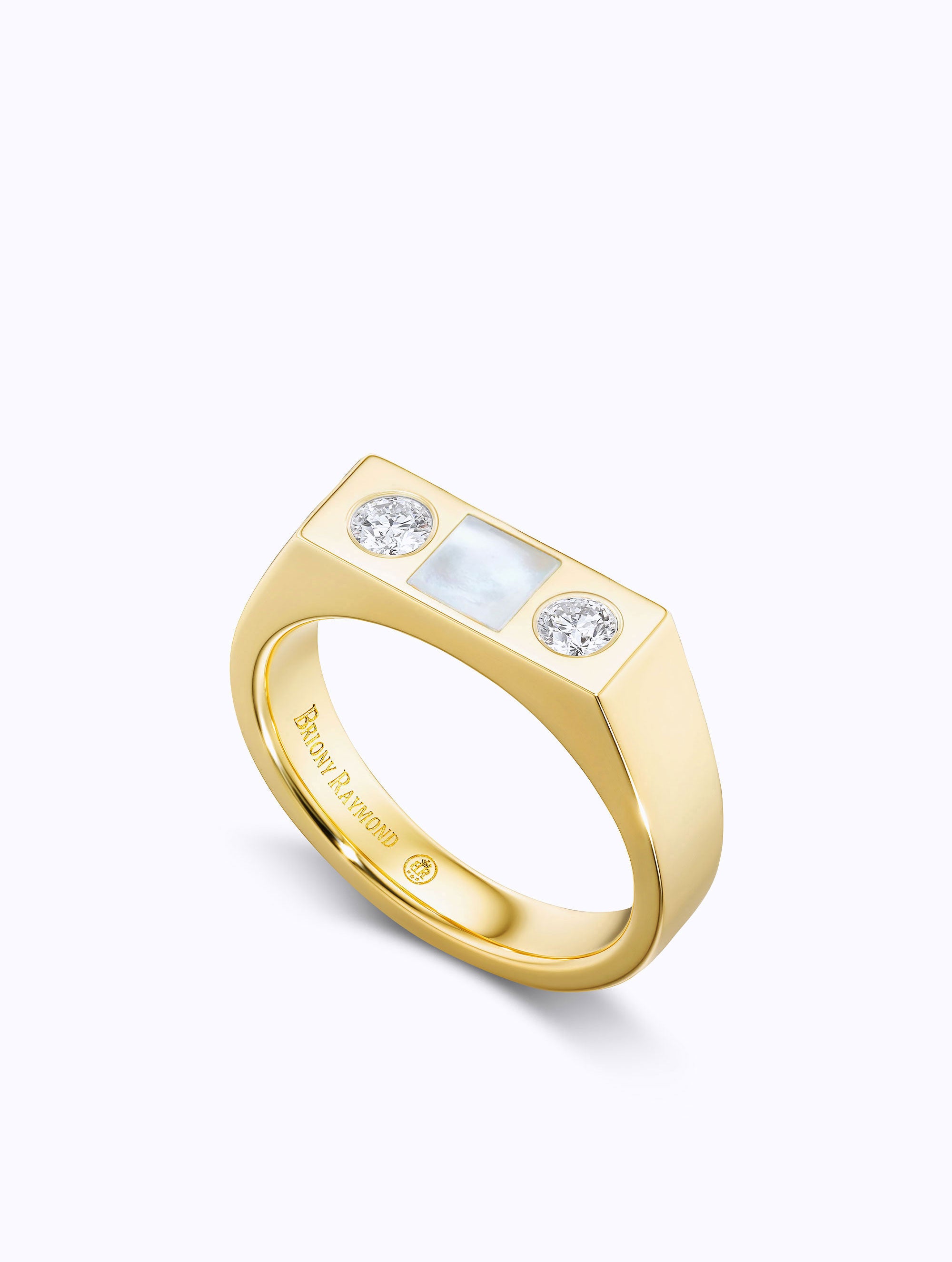 Carousel Mother of Pearl & Diamond Checkerboard Ring