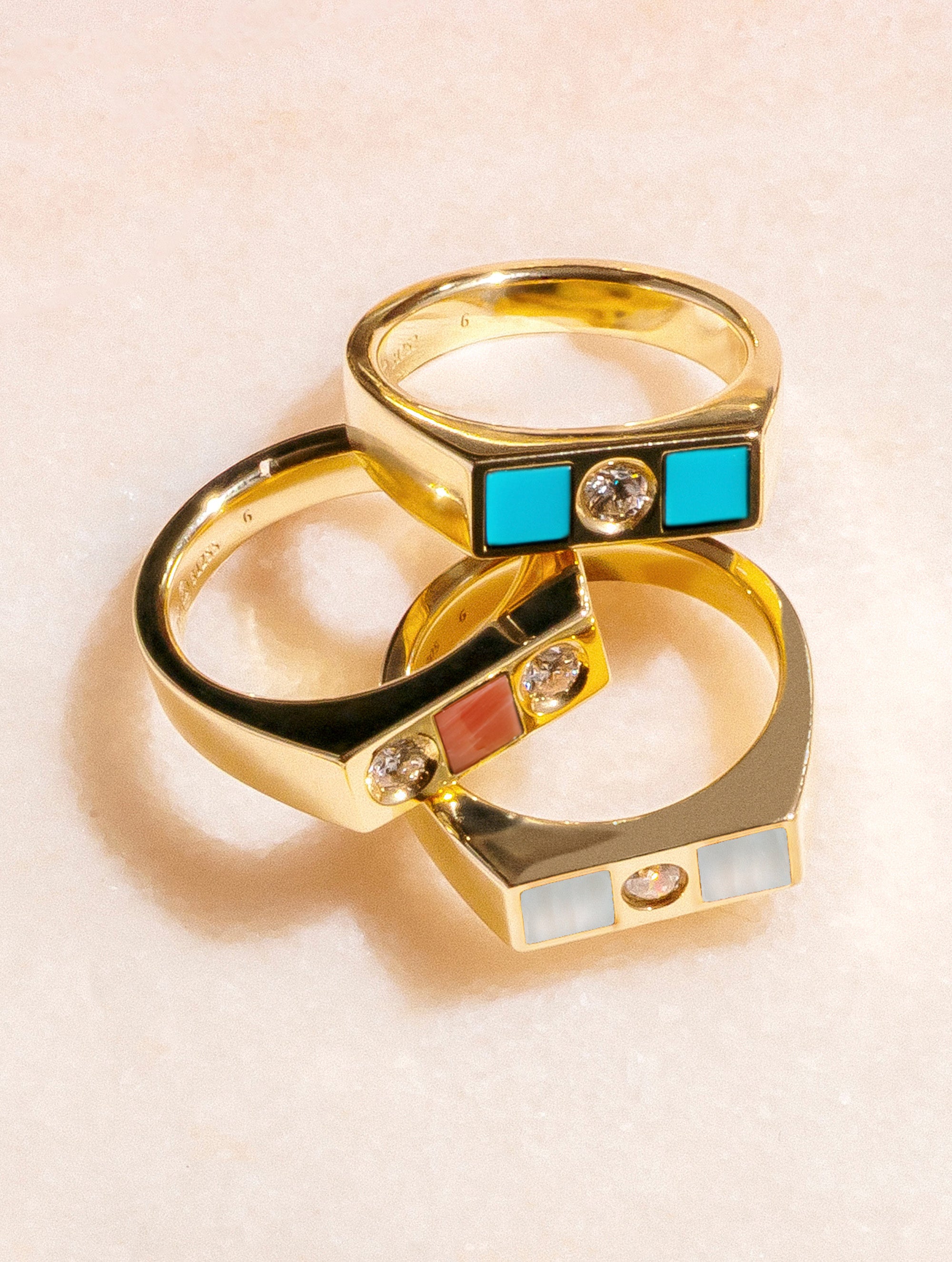 Carousel Double Turquoise & Diamond Checkerboard Ring