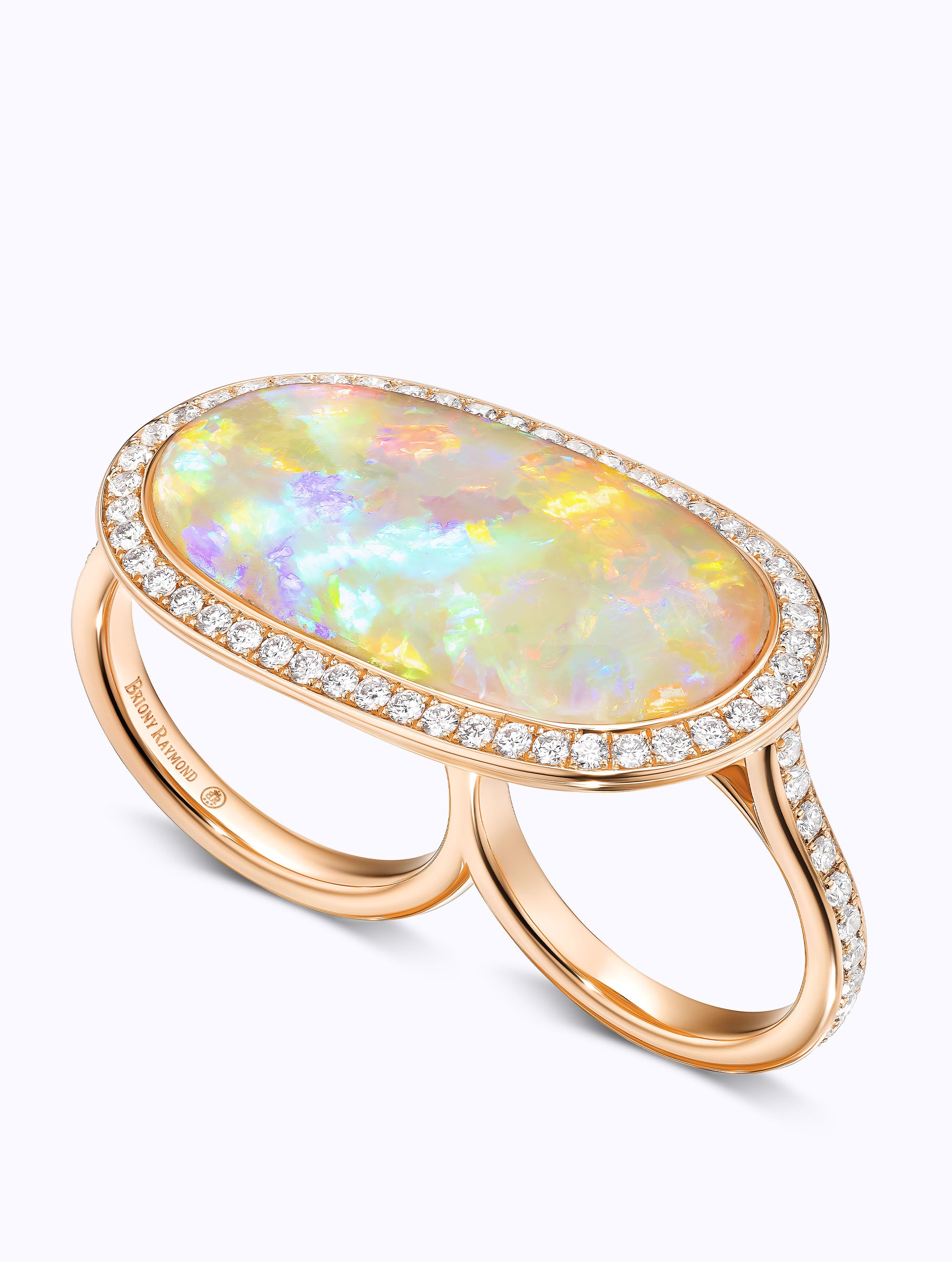 SLOAN TWO FINGER OPAL & DIAMOND RING