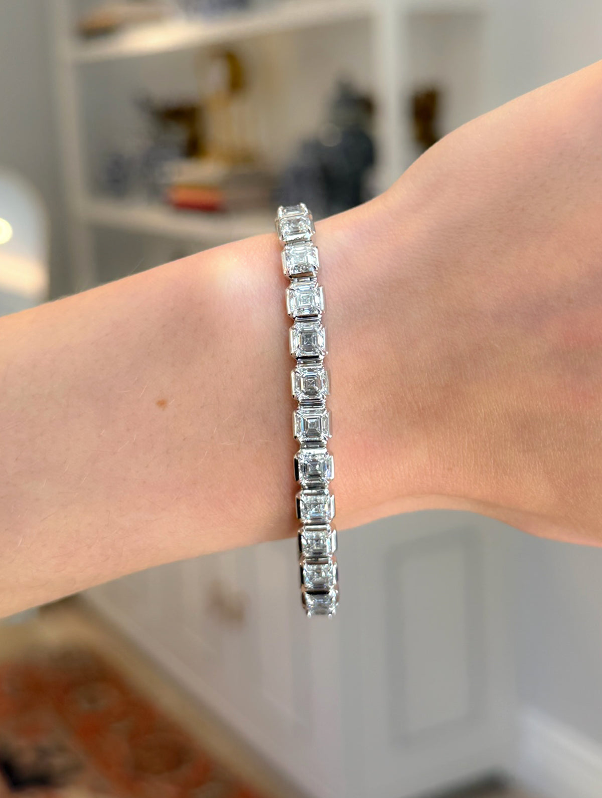 Slim Shadow Asscher Cut Diamond Bracelet
