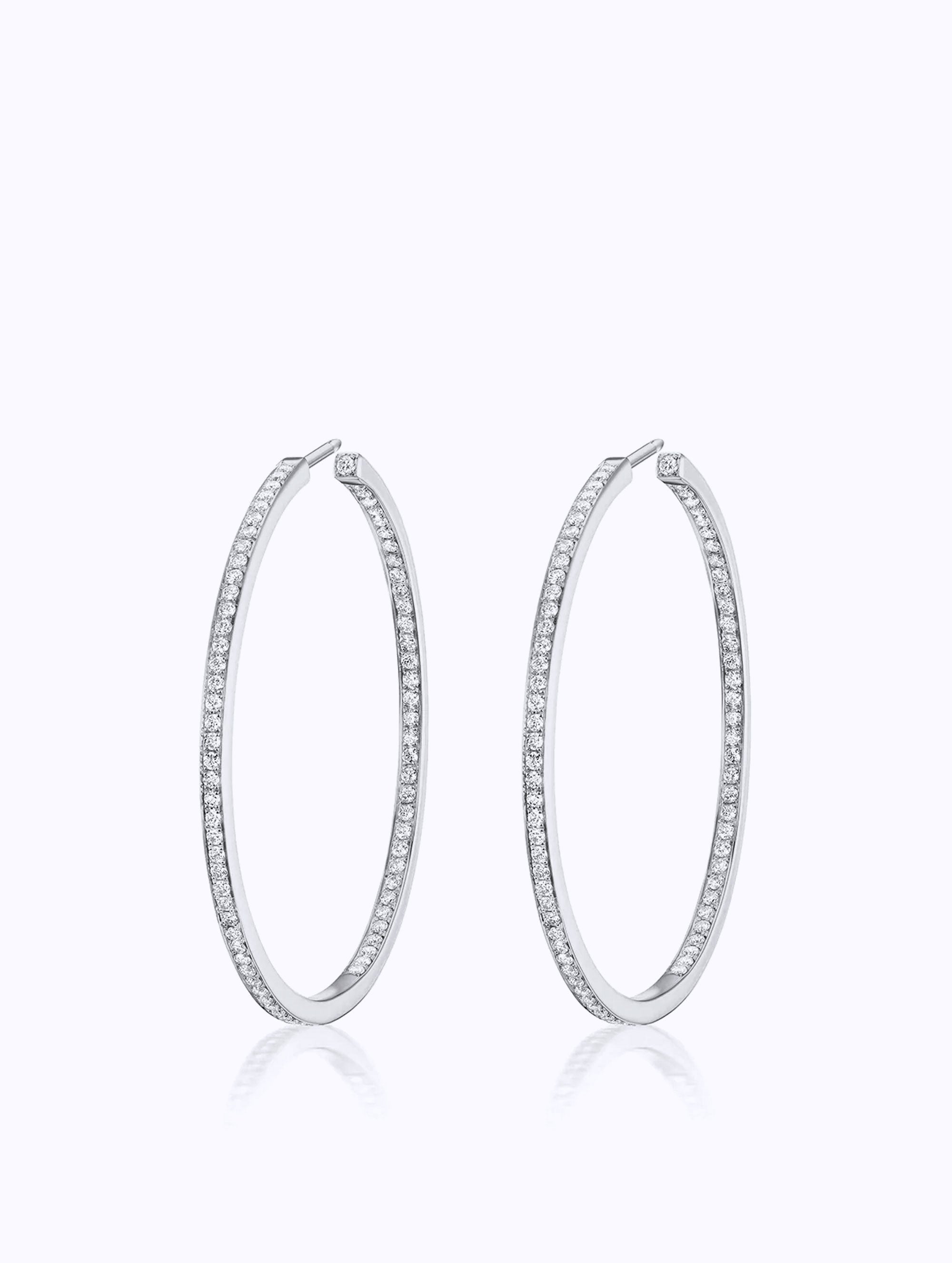 SLIM ATHENA DIAMOND HOOP EARRINGS