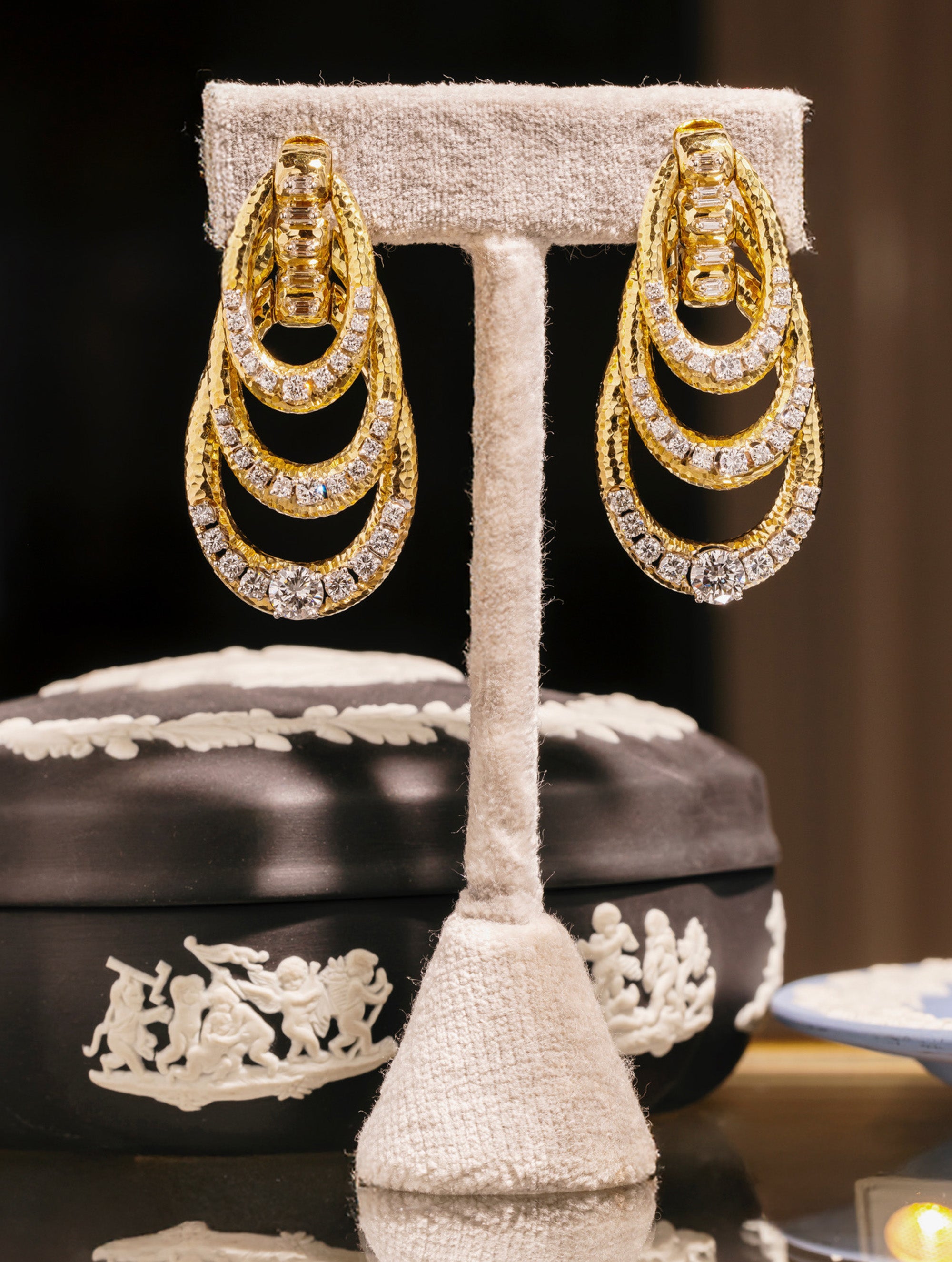 Vintage 1970s Diamond Hoop Earrings