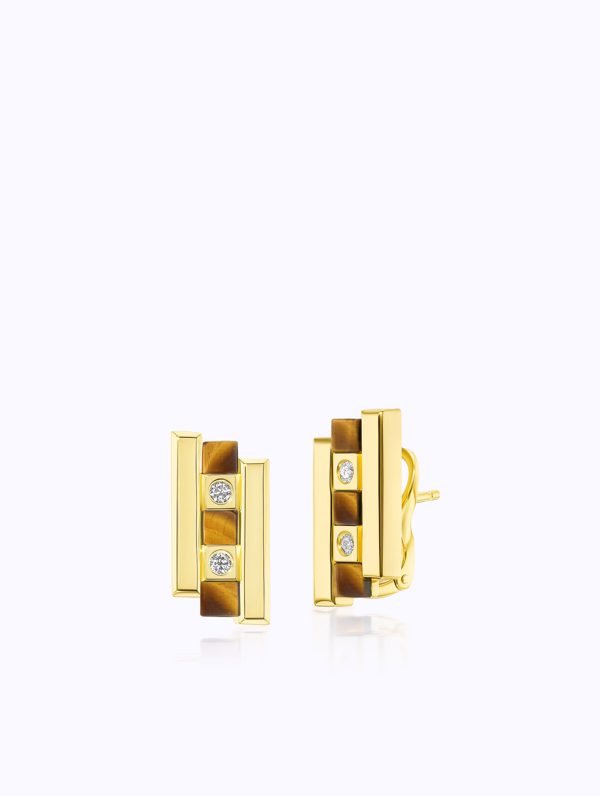 Carousel Tiger's Eye & Diamond Earrings