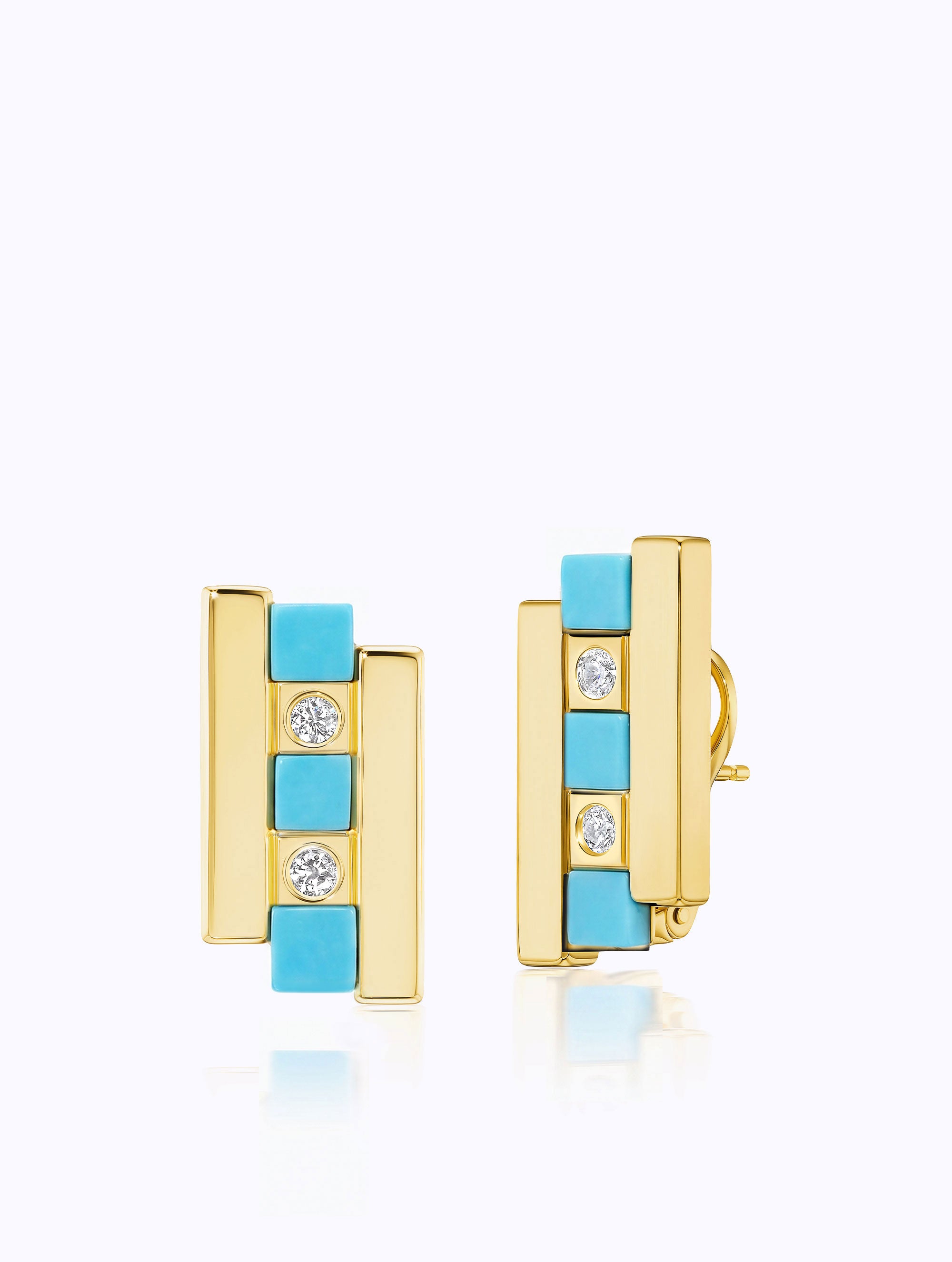Jumbo Carousel Turquoise & Diamond Earrings