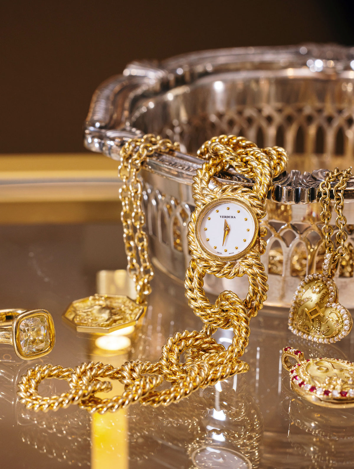 Gold Link Watch 10k Yellow Gold Link Geneve Diamond Wrist Watch 8 main image 4