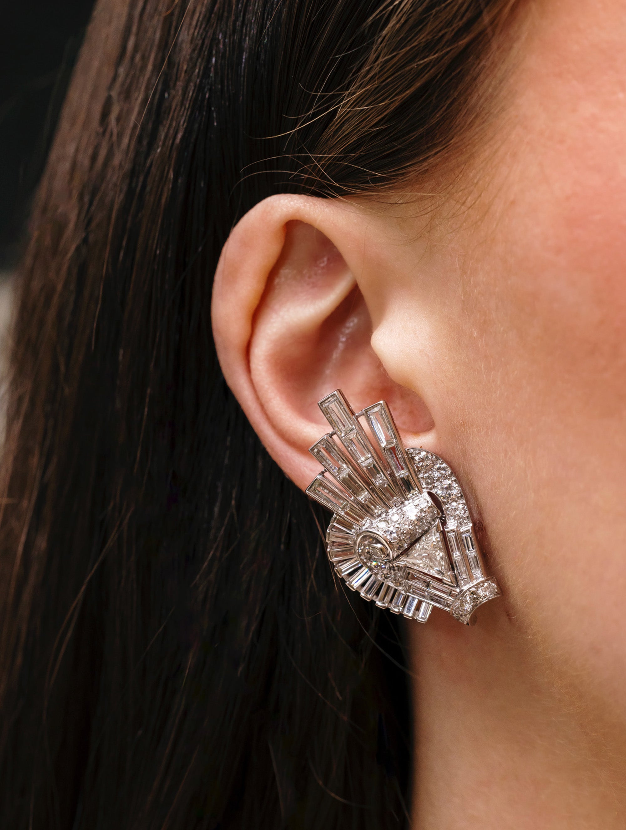 Art Deco Baguette Diamond Earrings