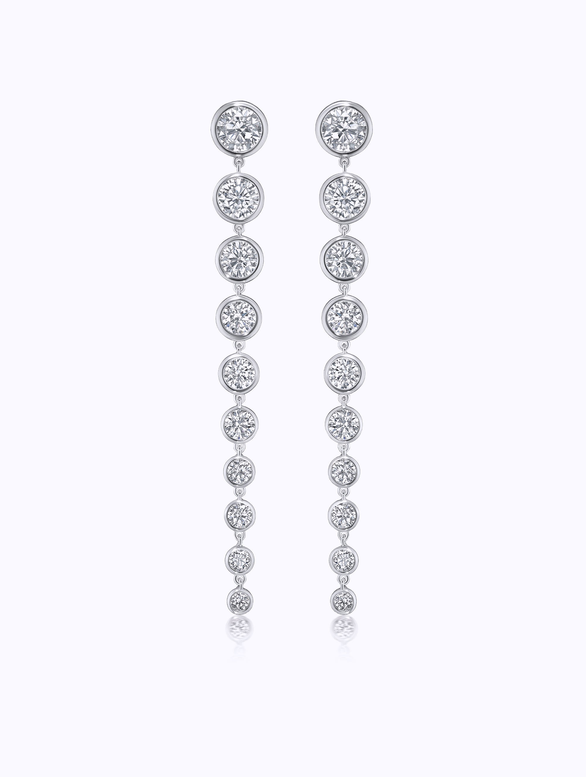 GRADUATED BEZEL DIAMOND CASCASING EARRINGS