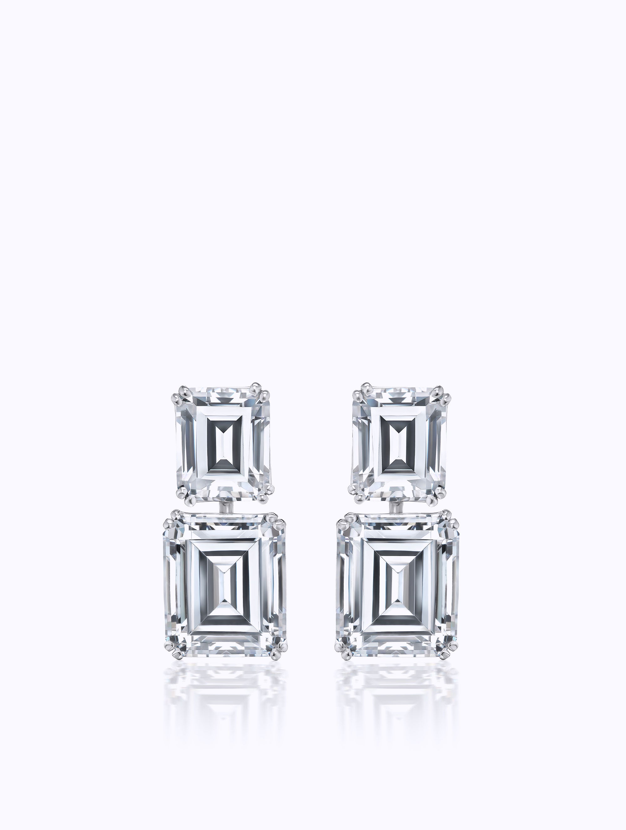 EMERALD CUT DIAMOND DOUBLE DROP EARRINGS
