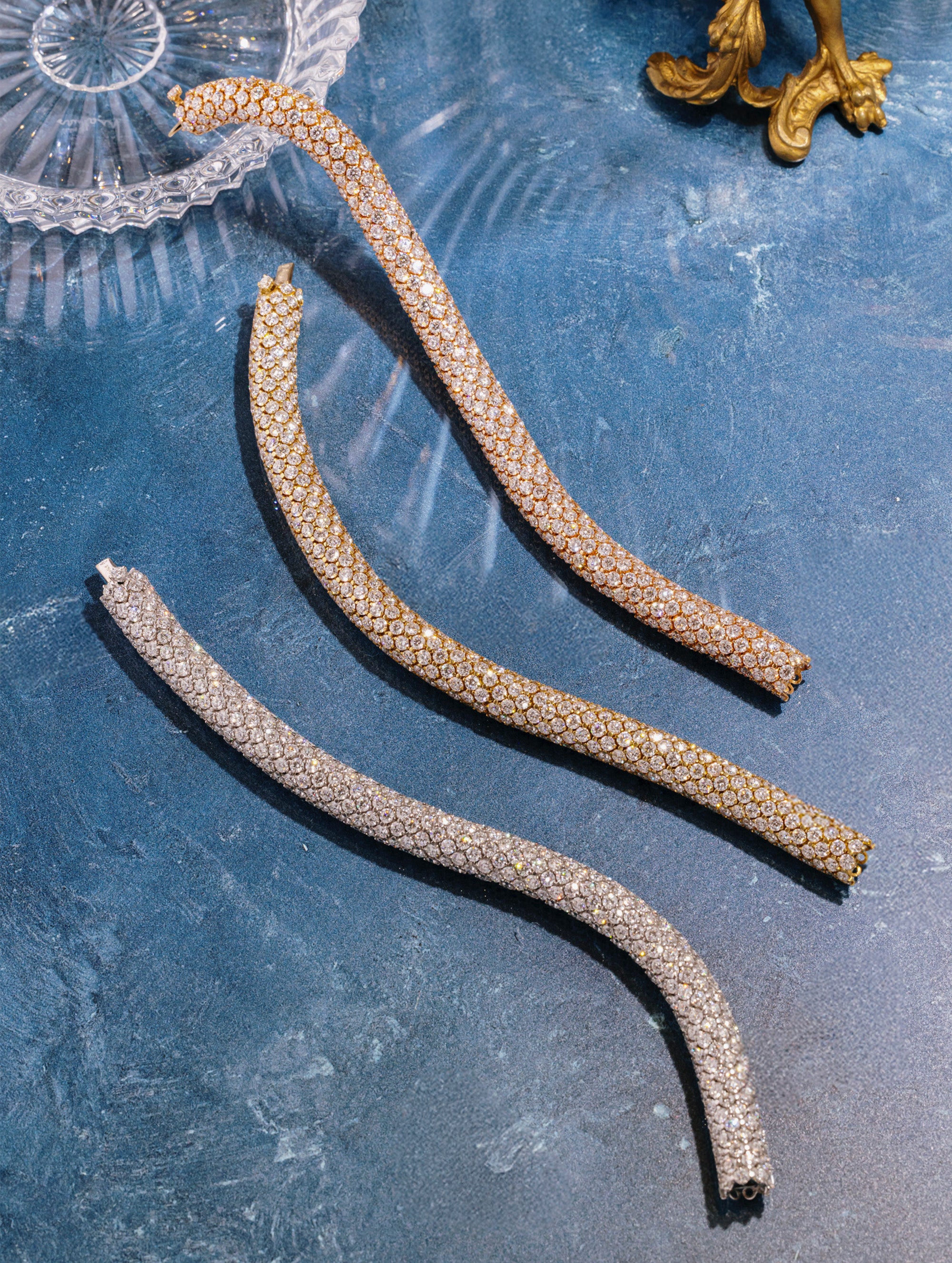 Vintage Transformable Tri-Gold Diamond Bracelets