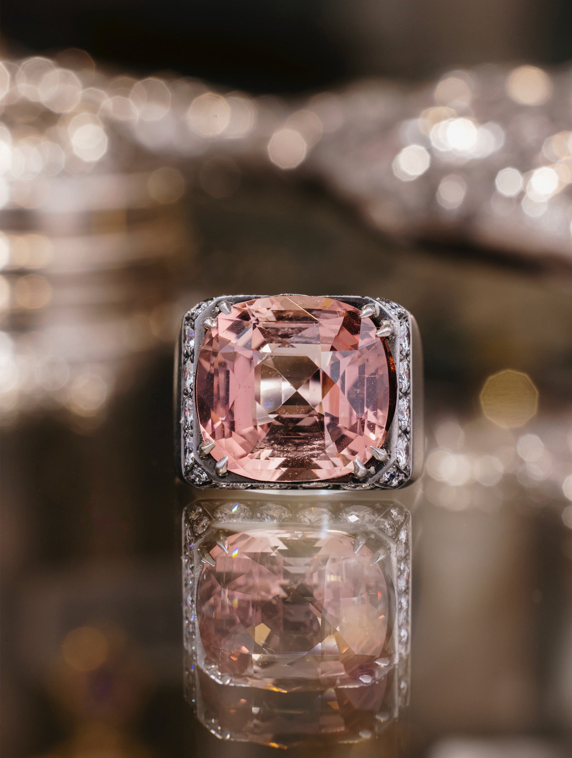 Vintage Cushion Cut Pink Tourmaline Ring