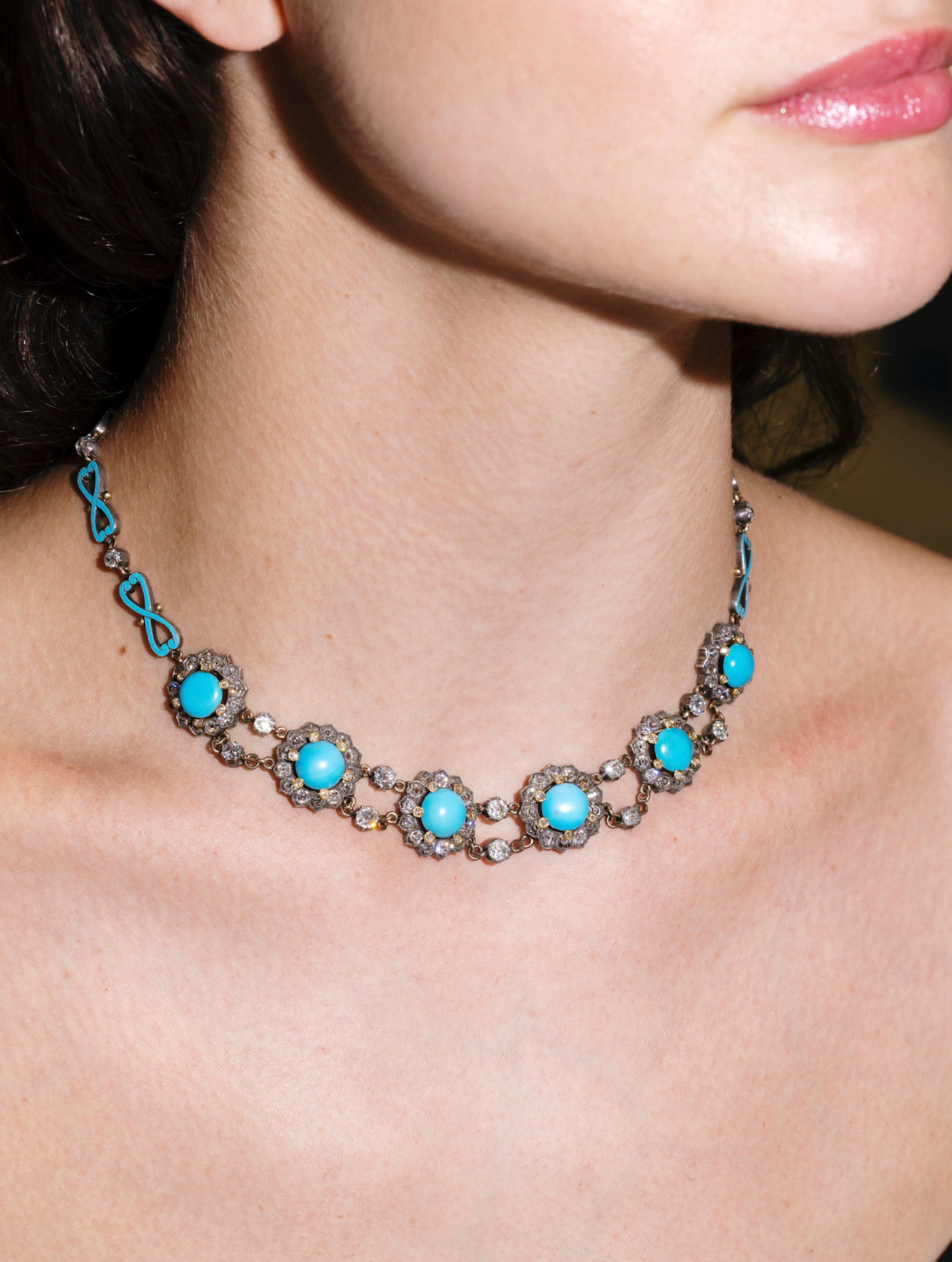 Victorian Turquoise & Diamond Necklace