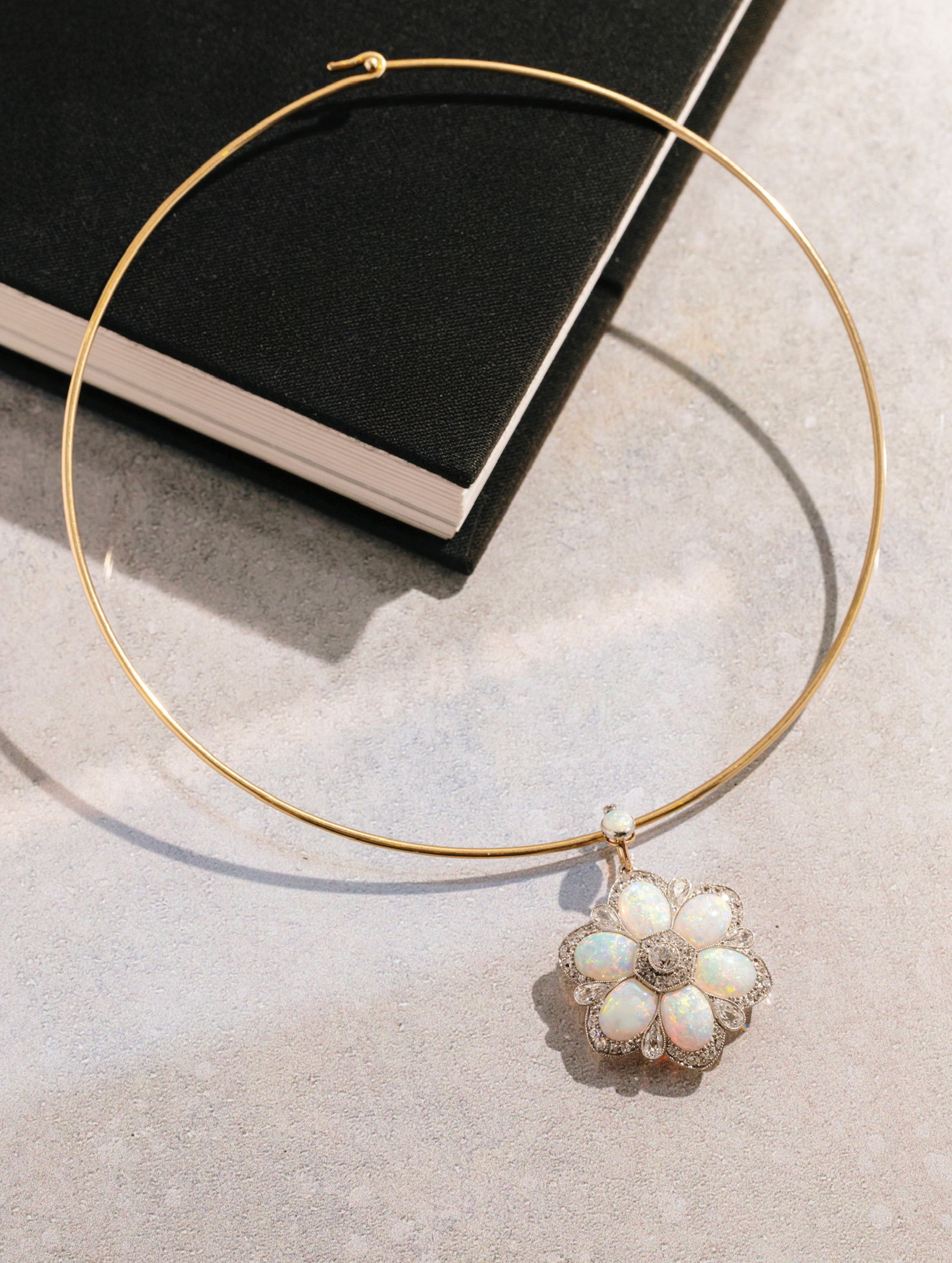Belle Époque Australian Opal & Diamond Pendant