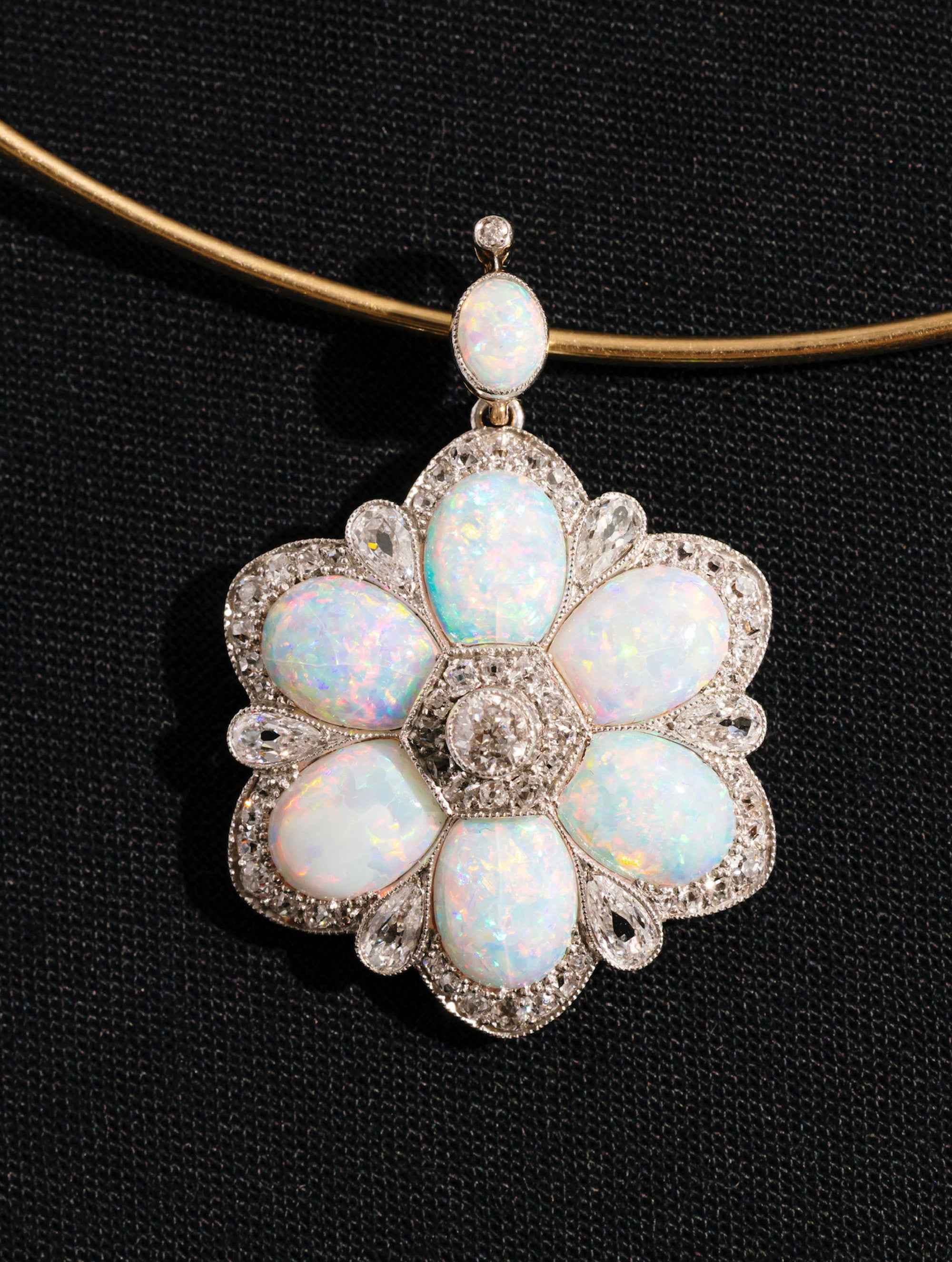 Belle Époque Australian Opal & Diamond Pendant