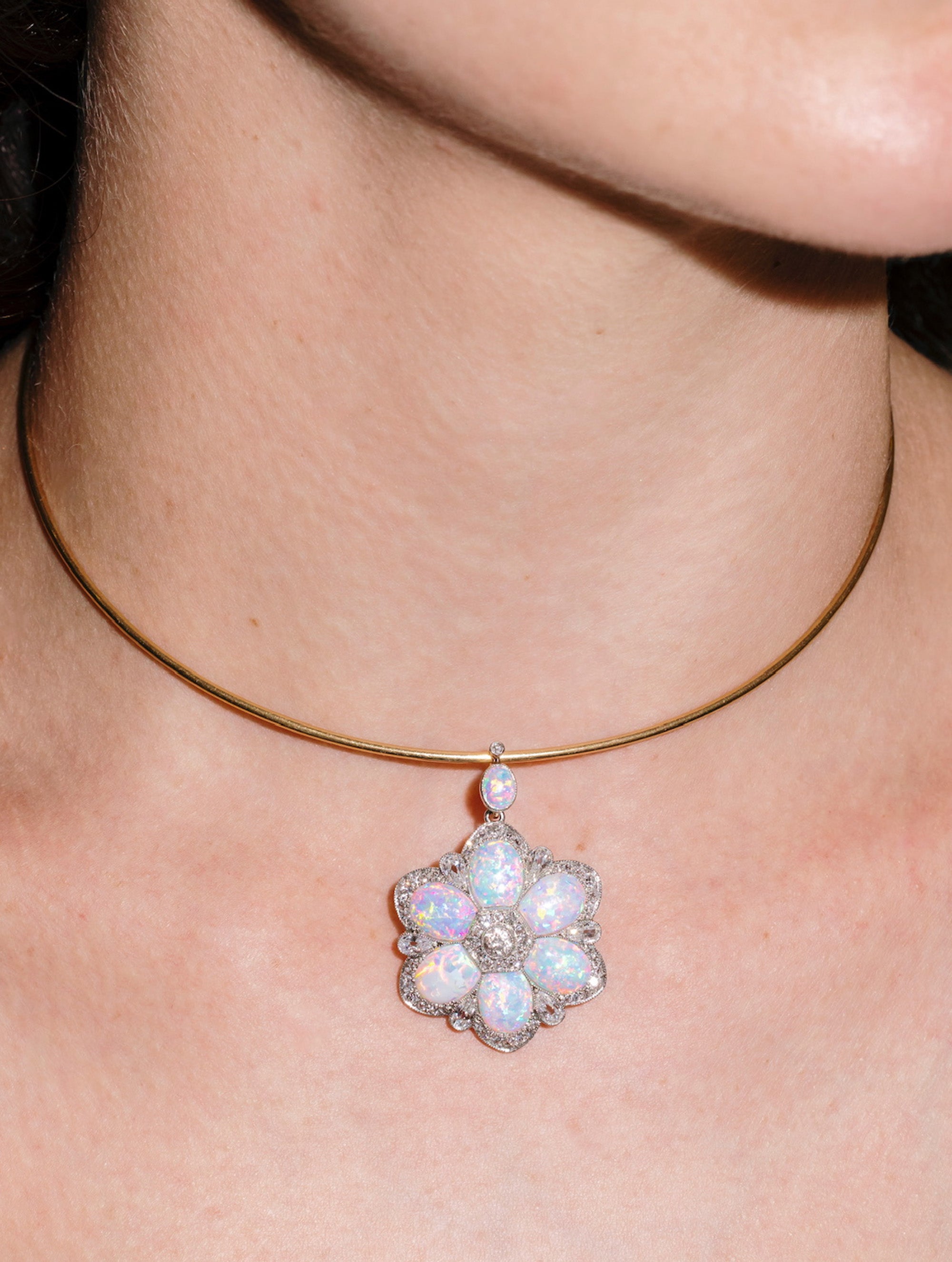 Belle Époque Australian Opal & Diamond Pendant