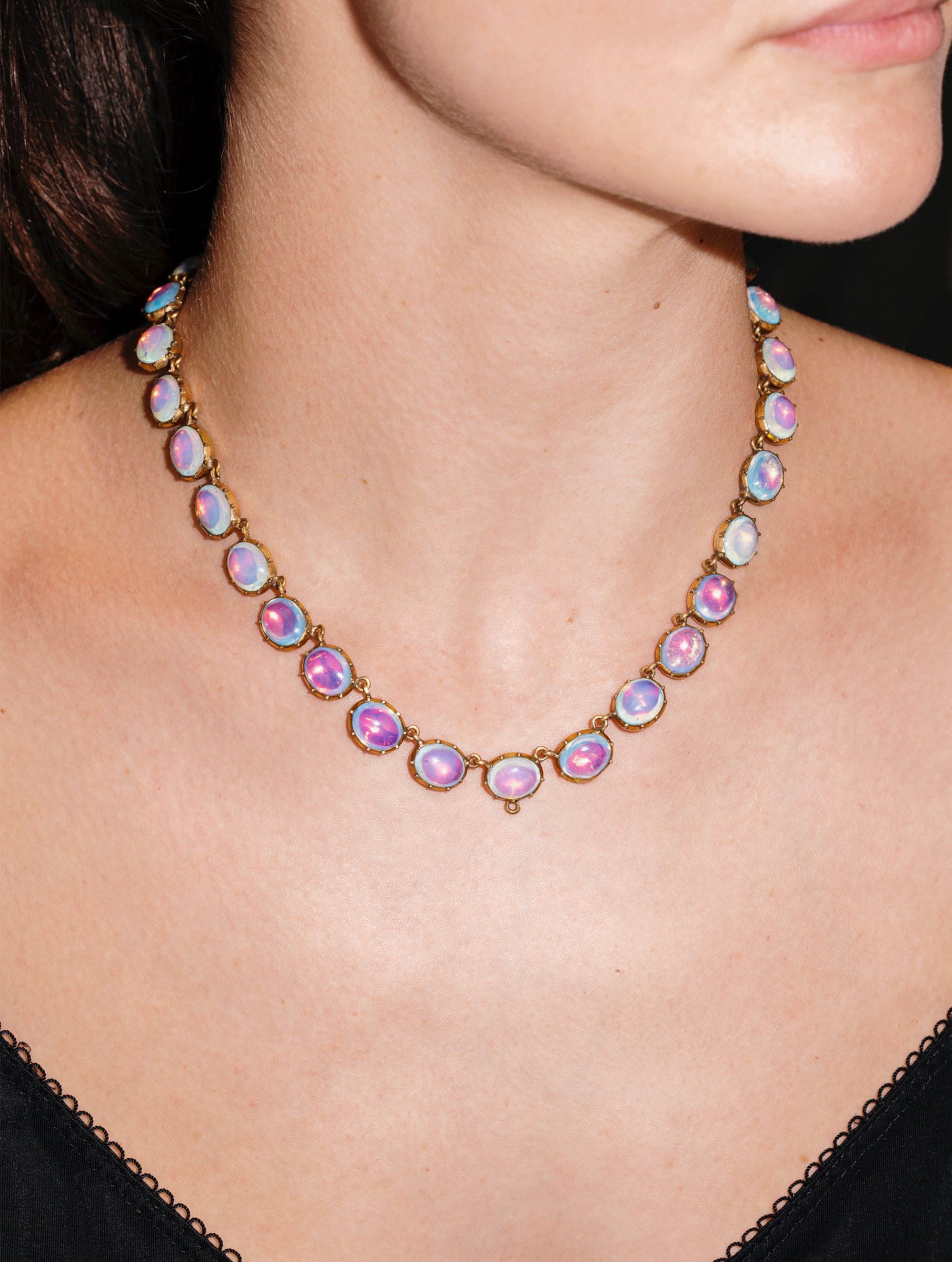 Georgian Opalite Paste Necklace, Circa 1800s