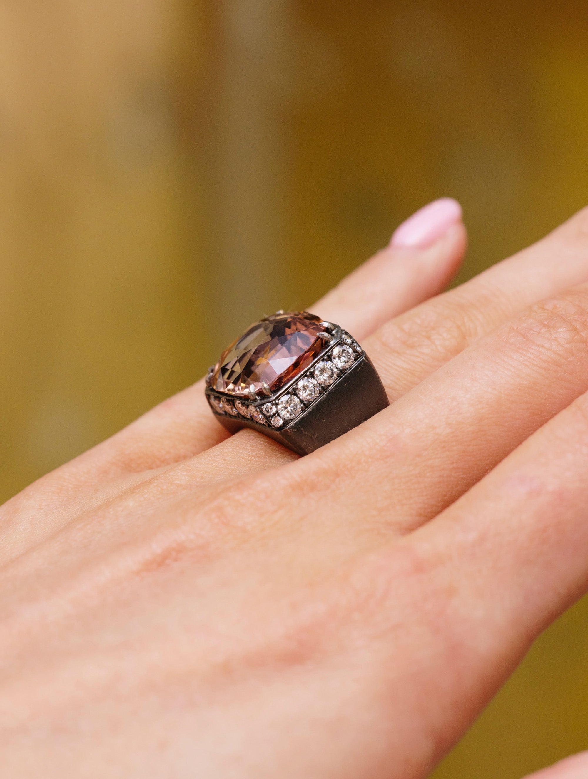 Vintage Cushion Cut Pink Tourmaline Ring