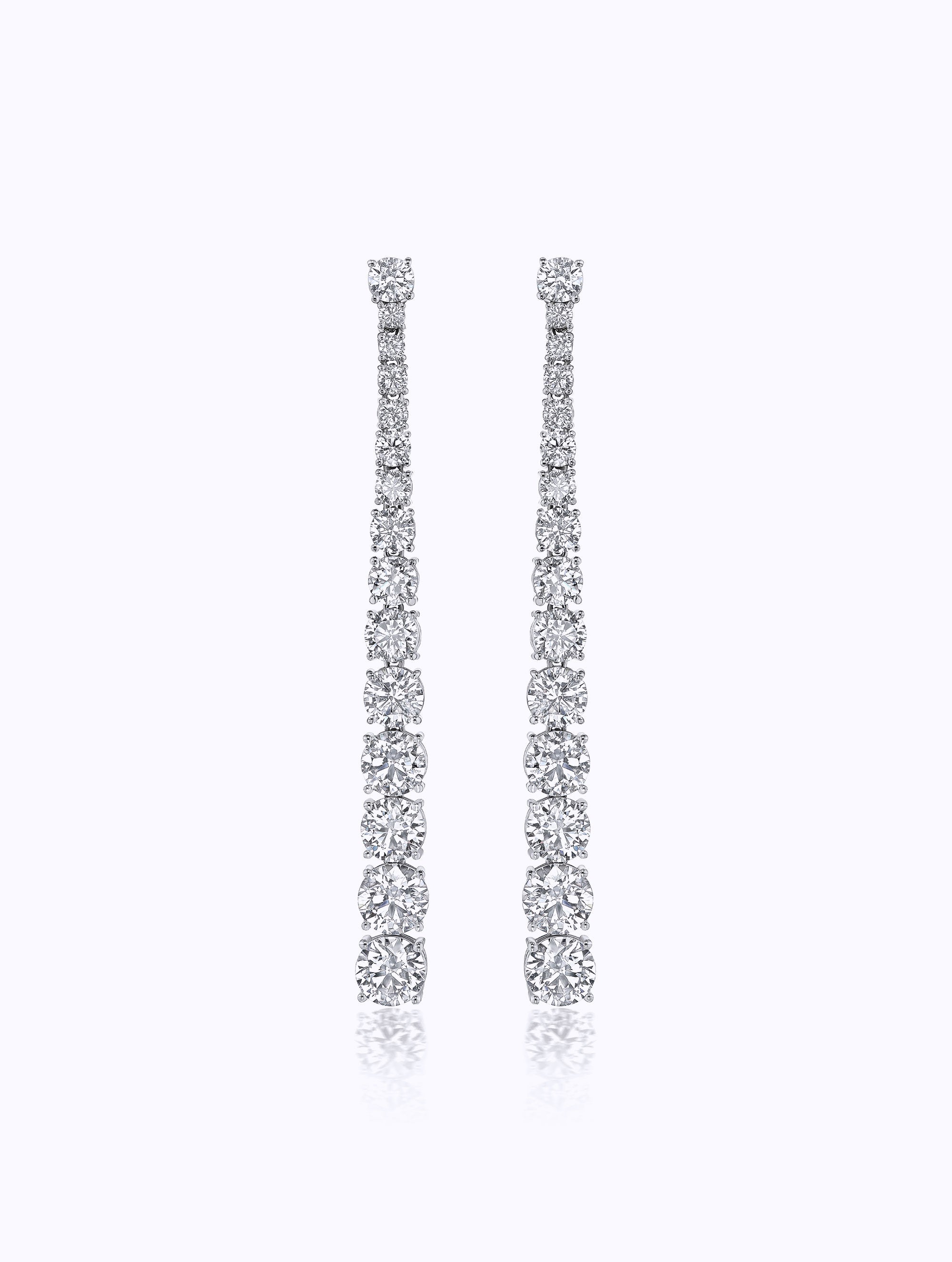 GRADUATED DIAMOND CASCASING EARRINGS