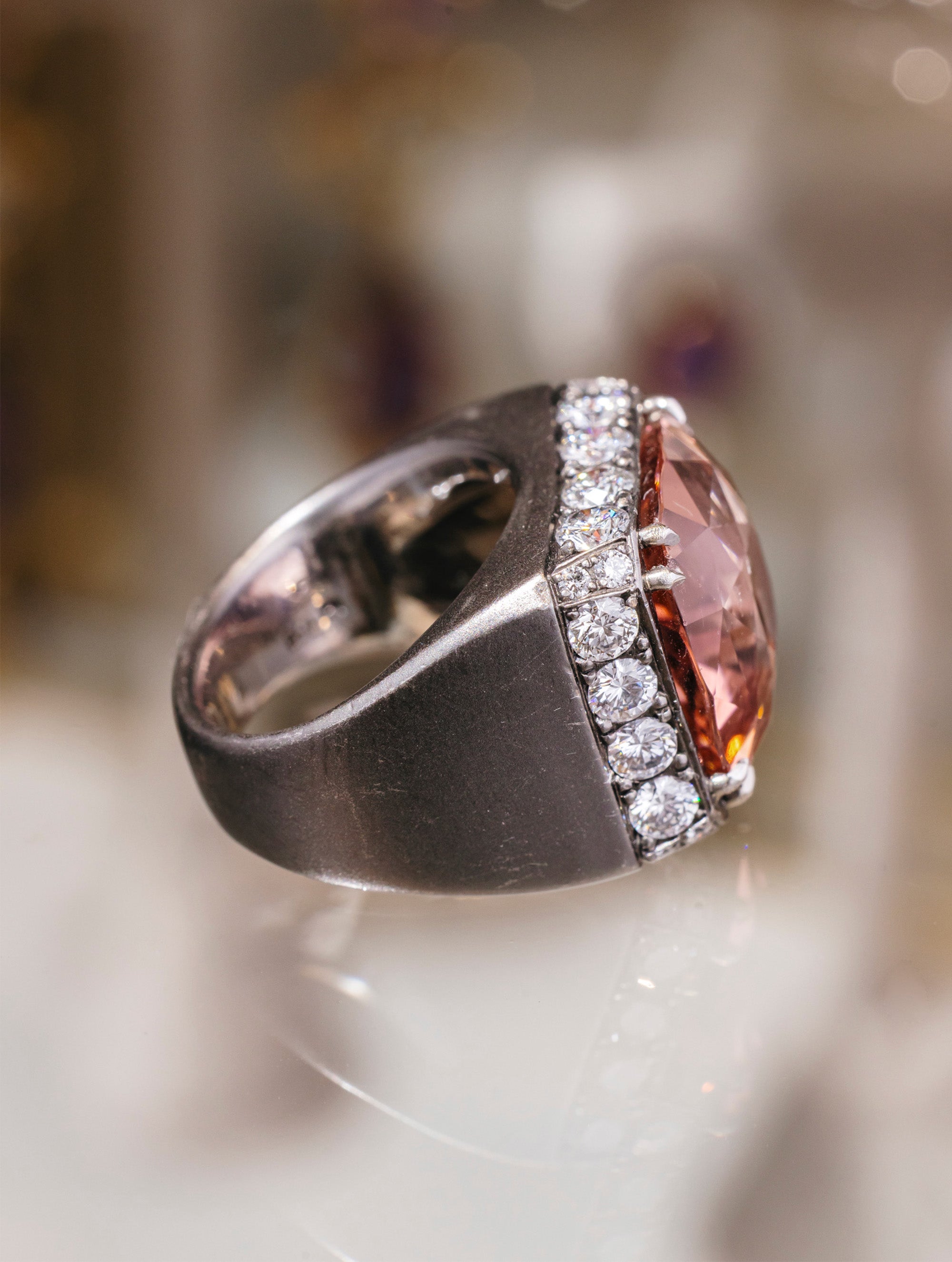 Vintage Cushion Cut Pink Tourmaline Ring
