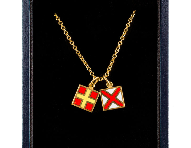 Nautical Signal Flag Initial Necklace