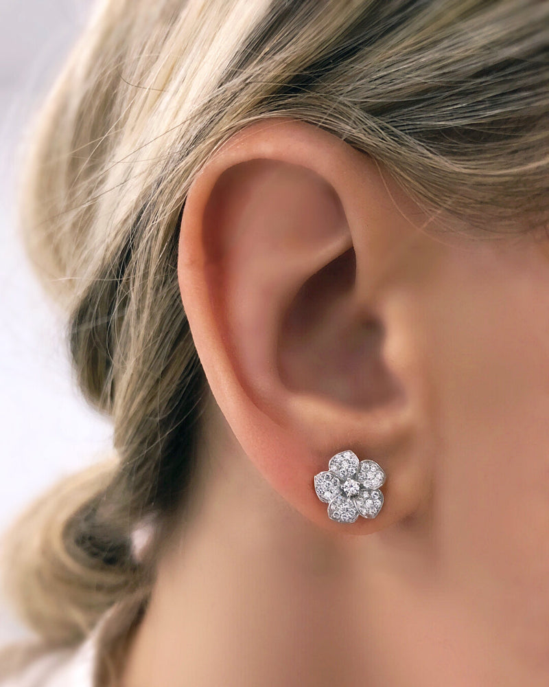 Plumeria Diamond Earrings, small
