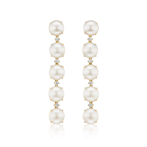 Confetti Pearl & Diamond Drop Earrings