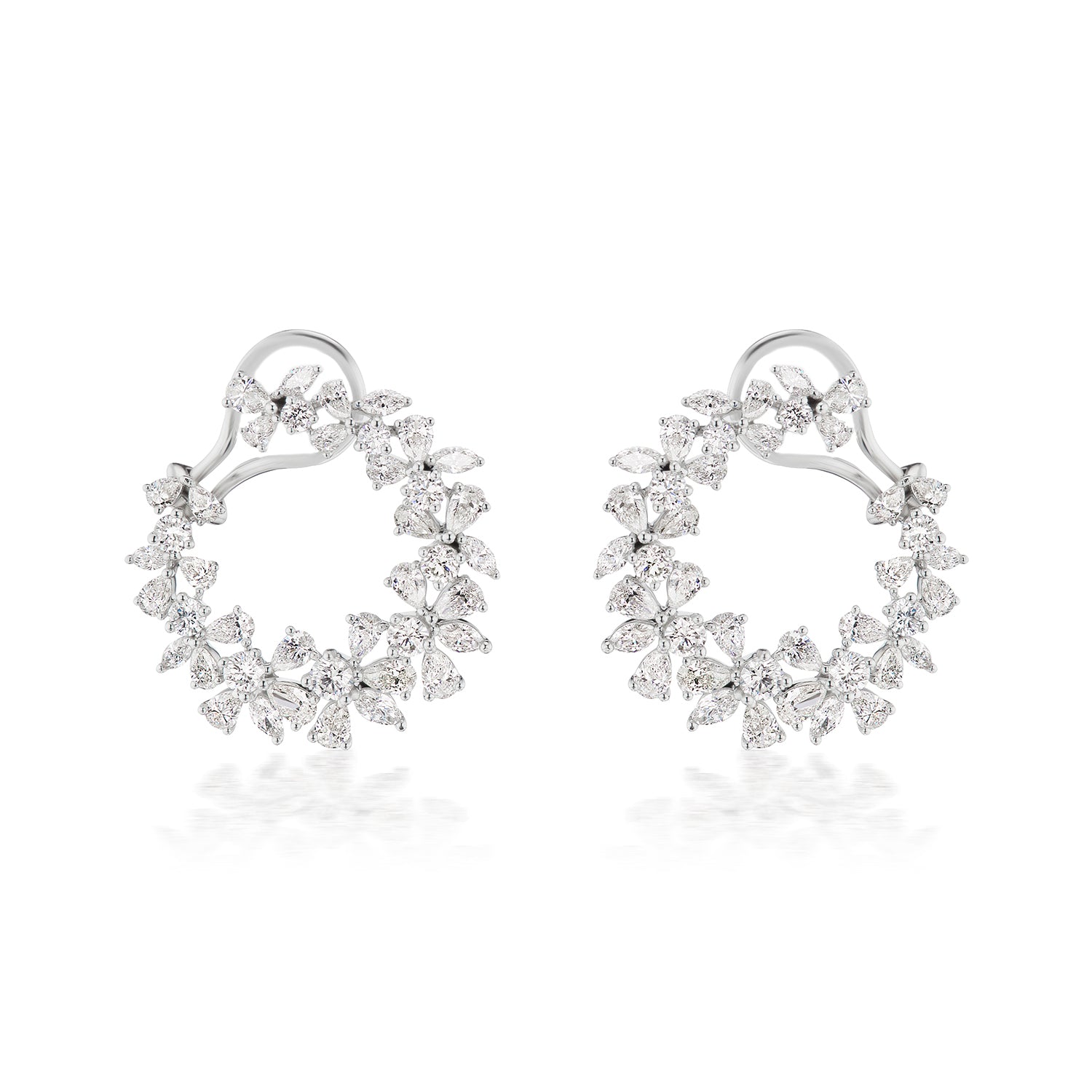 Diamond cluster store hoop earrings