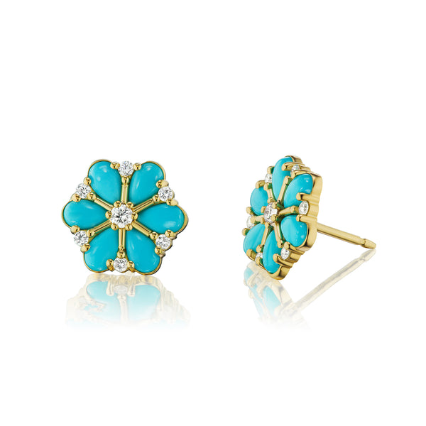 Confetti Cluster Turquoise & Diamond Earrings