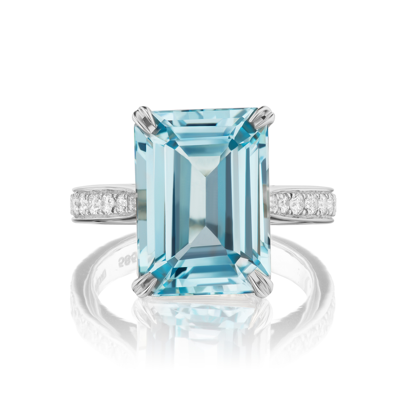 Delphina Sky Blue Topaz & Diamond Ring