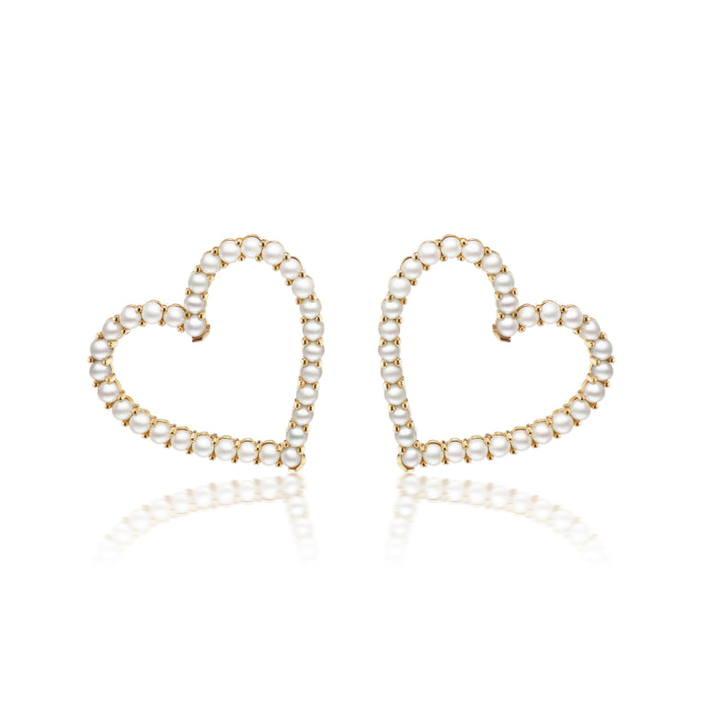 Confetti Pearl Sweetheart Earrings, Large