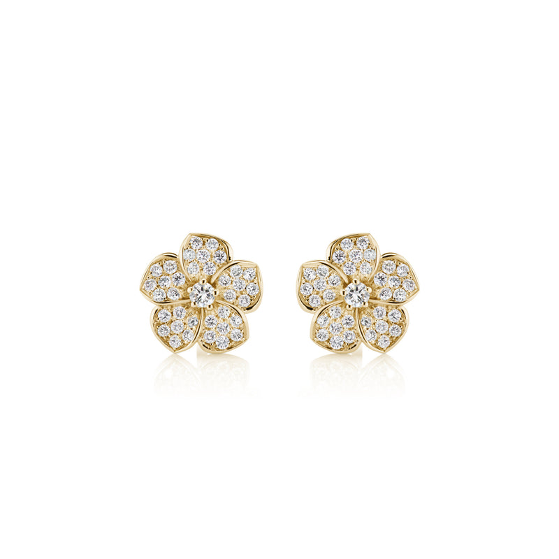 Plumeria Diamond Earrings, small