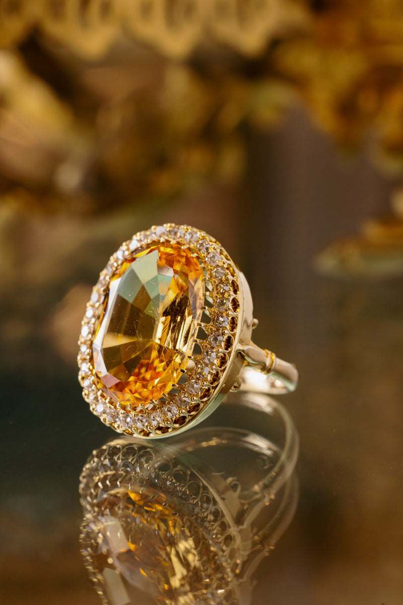 Antique Topaz & Diamond Ring