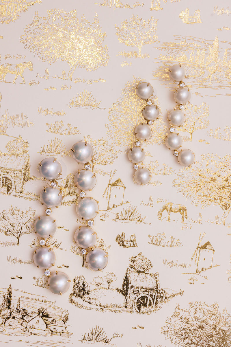 Jumbo Confetti Pearl & Diamond Drop Earrings