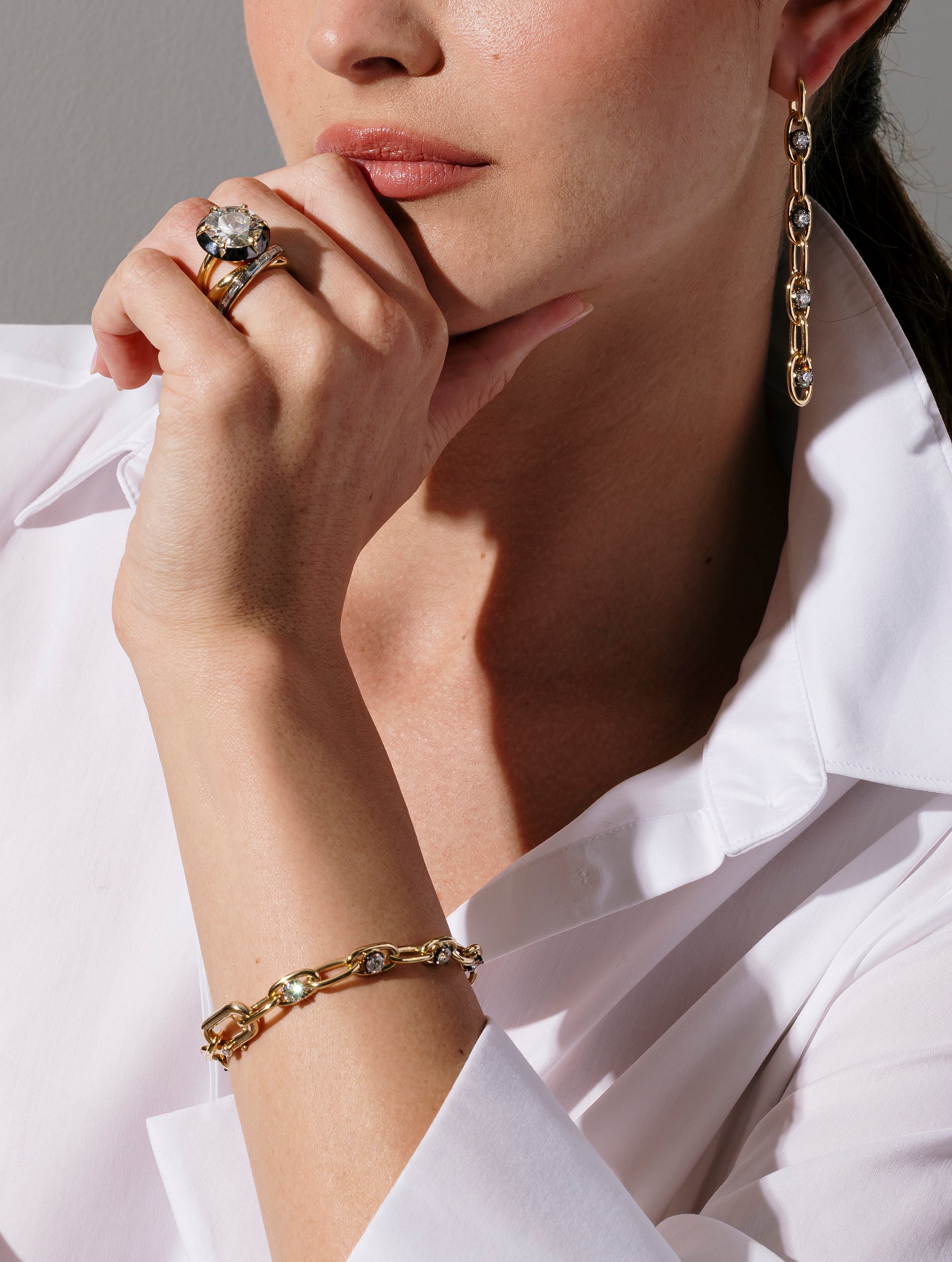 Shadow Diamond Link Drop Bracelet