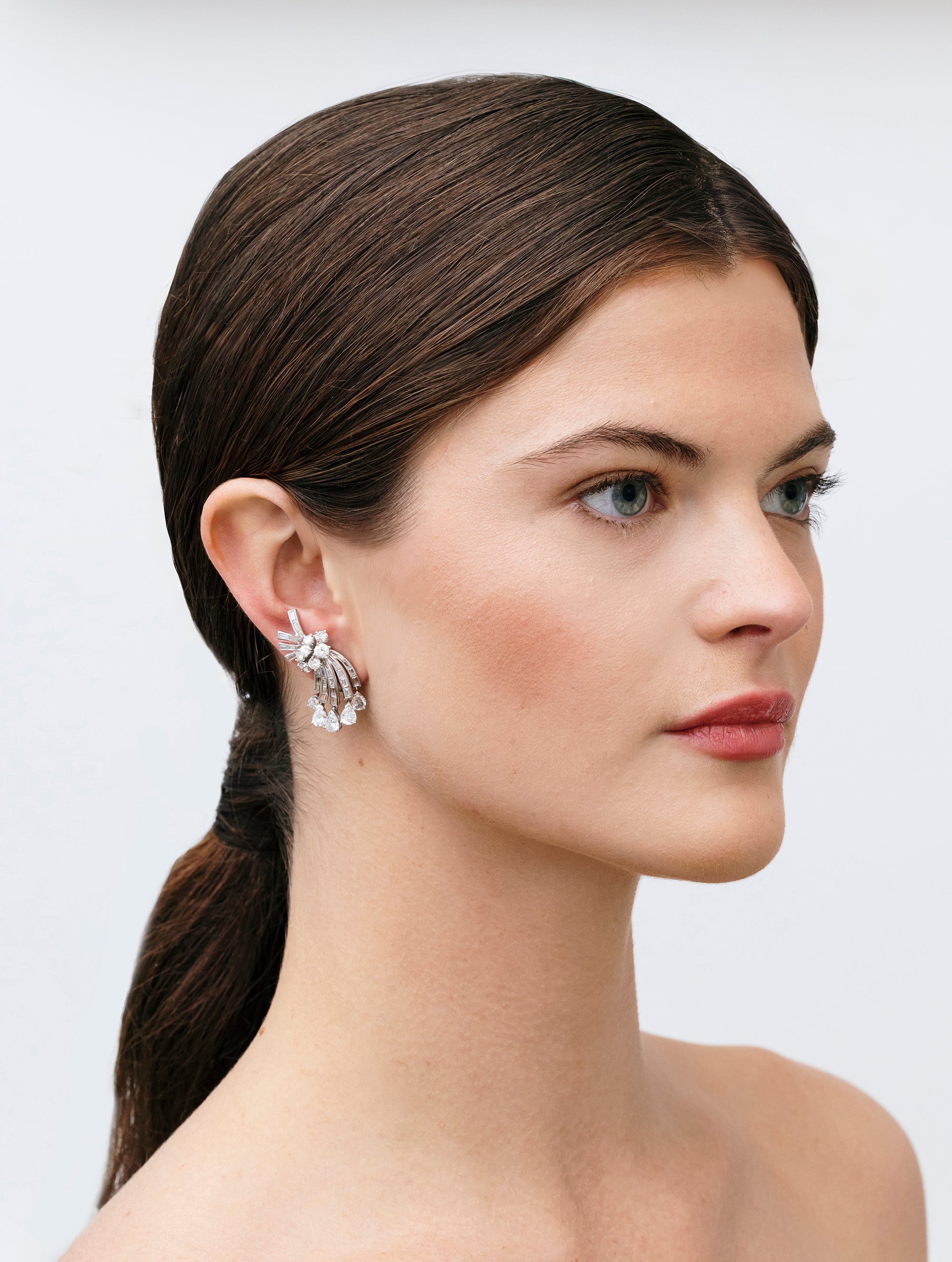 Diamond & Platinum Clip Earrings