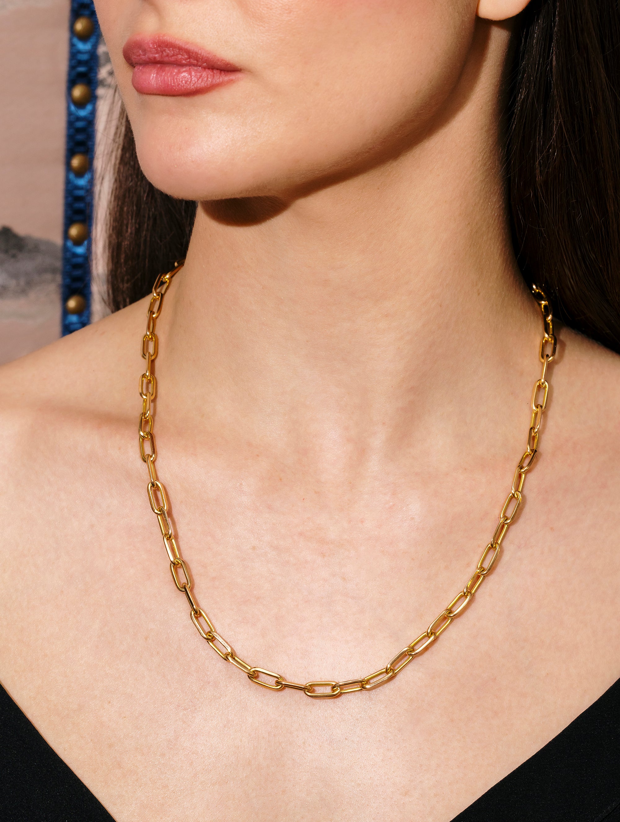 Vintage Elongated Oval Knife Edge Link Chain, Circa 1970s