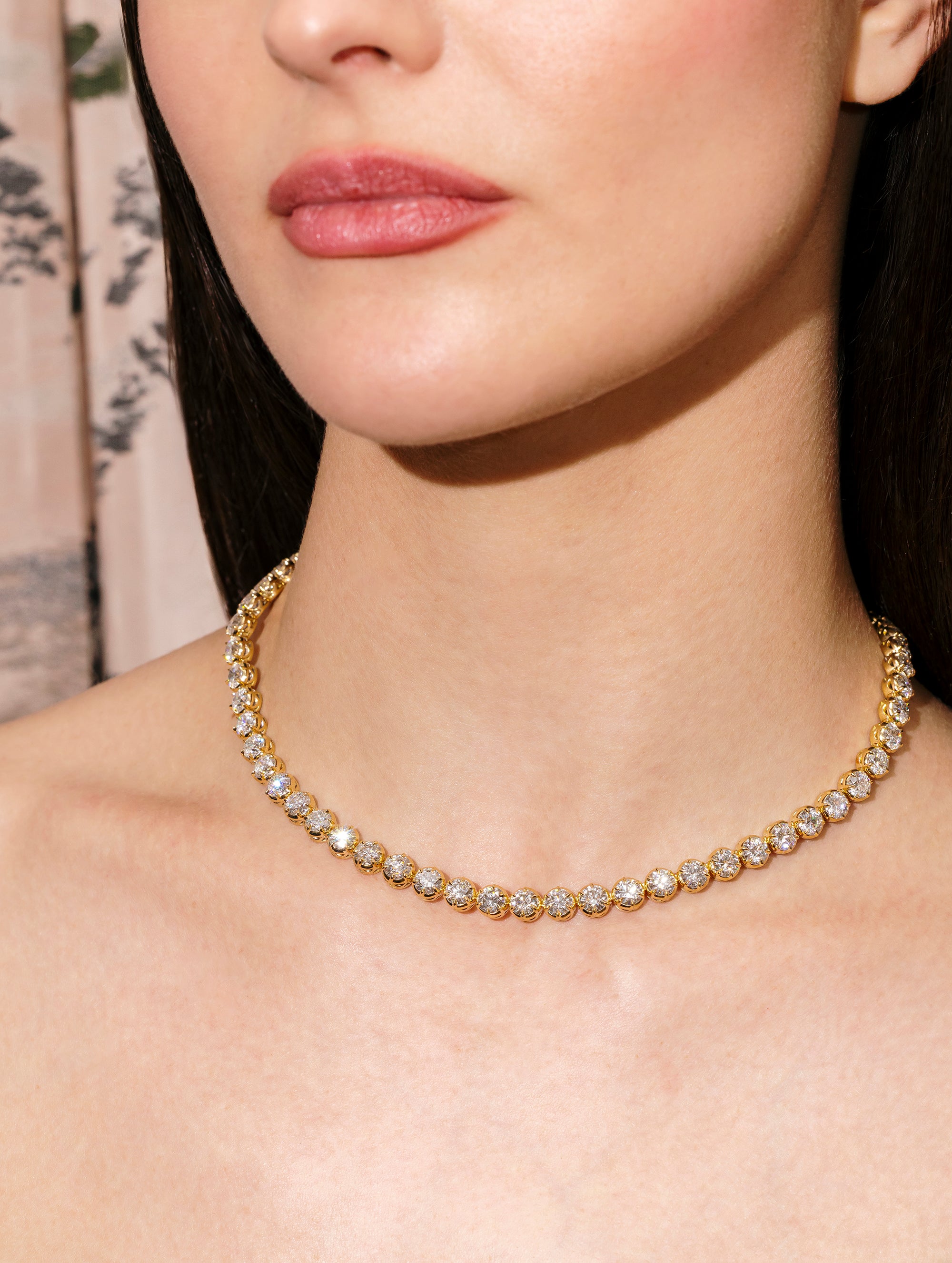 Shadow Round Brilliant Diamond Tennis Necklace