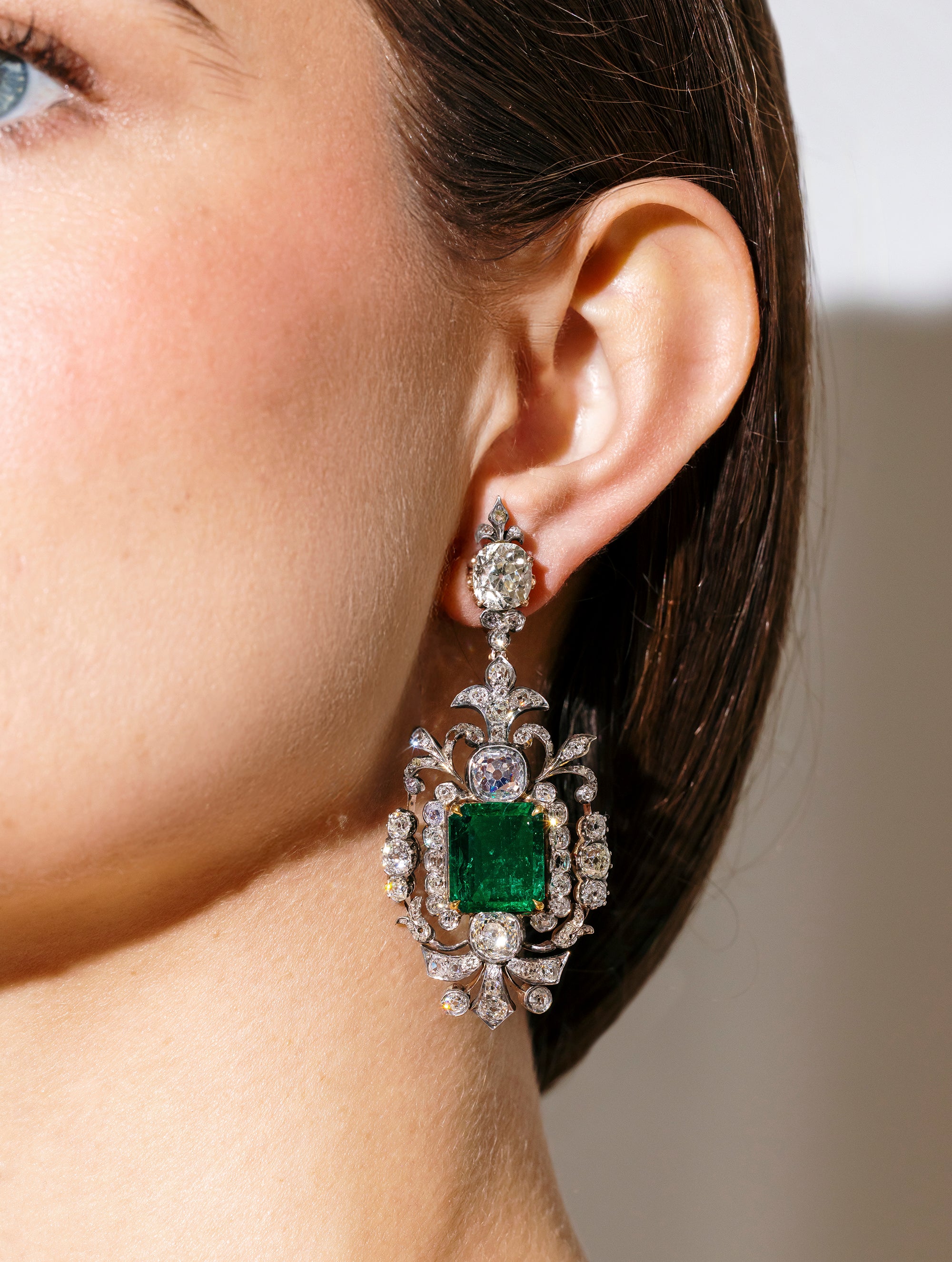 Antique Victorian Emerald & Diamond Earrings