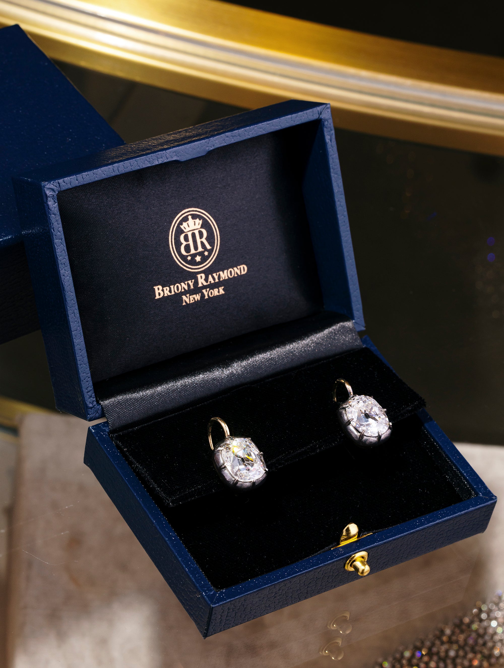 Antique Old Mine Cushion Cut Diamond Earrings