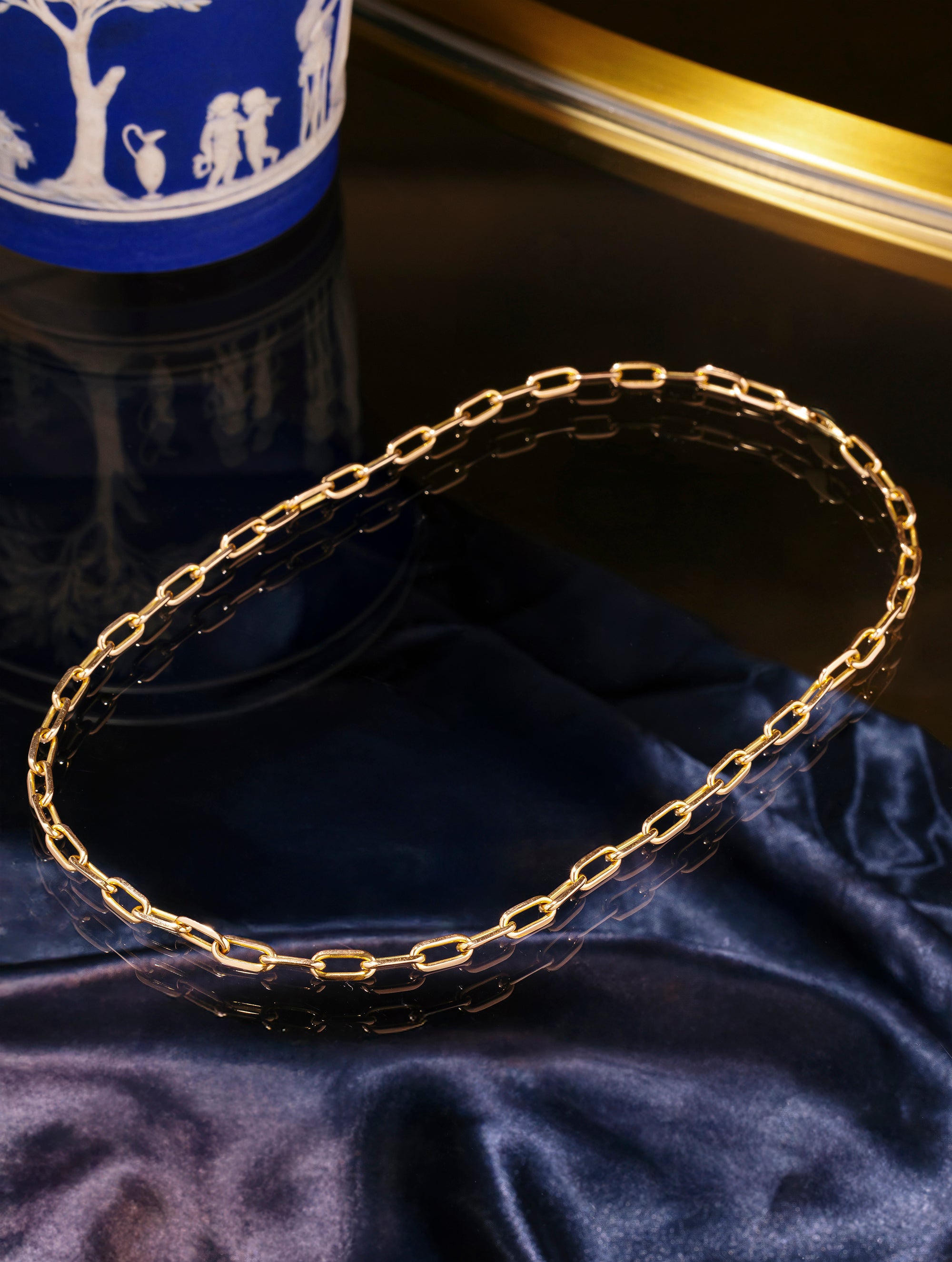 Vintage Elongated Oval Knife Edge Link Chain, Circa 1970s