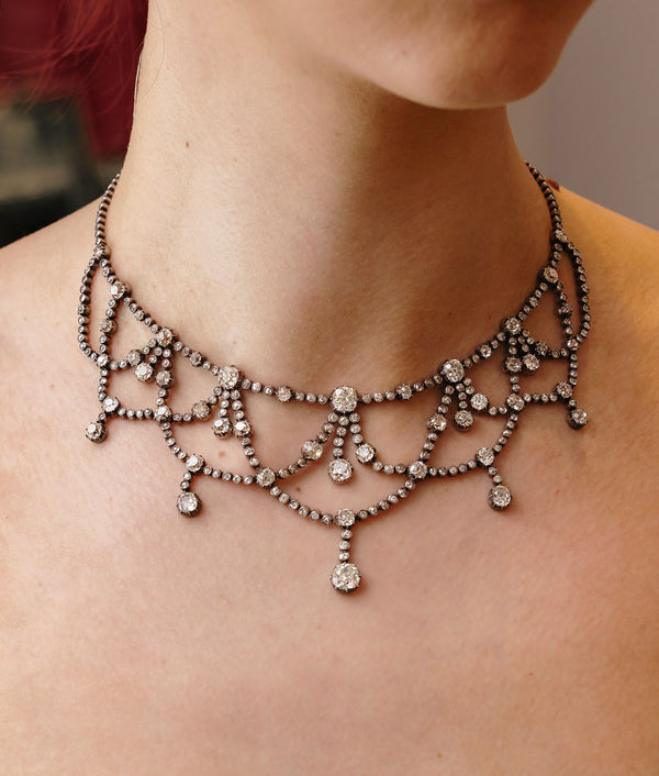 Antique Georgian Diamond Bib Necklace