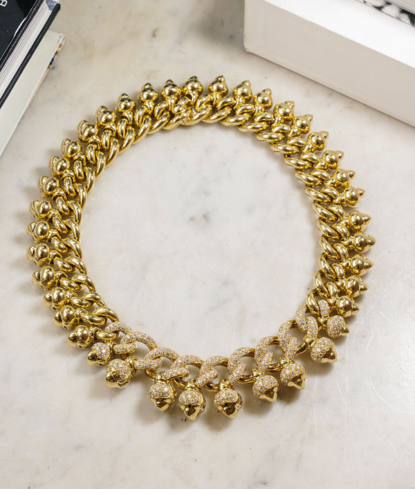 1970's Gold & Diamond Bib Necklace
